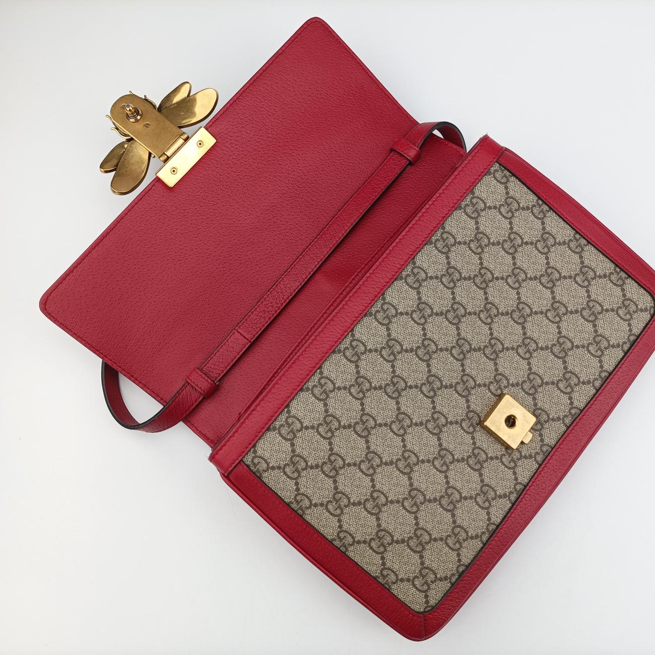 Pre-owned Gucci Queen Margaret Beige×Red×Multicolour PVC coated canvas×Leather 524356 shoulderbag | stylenewstar