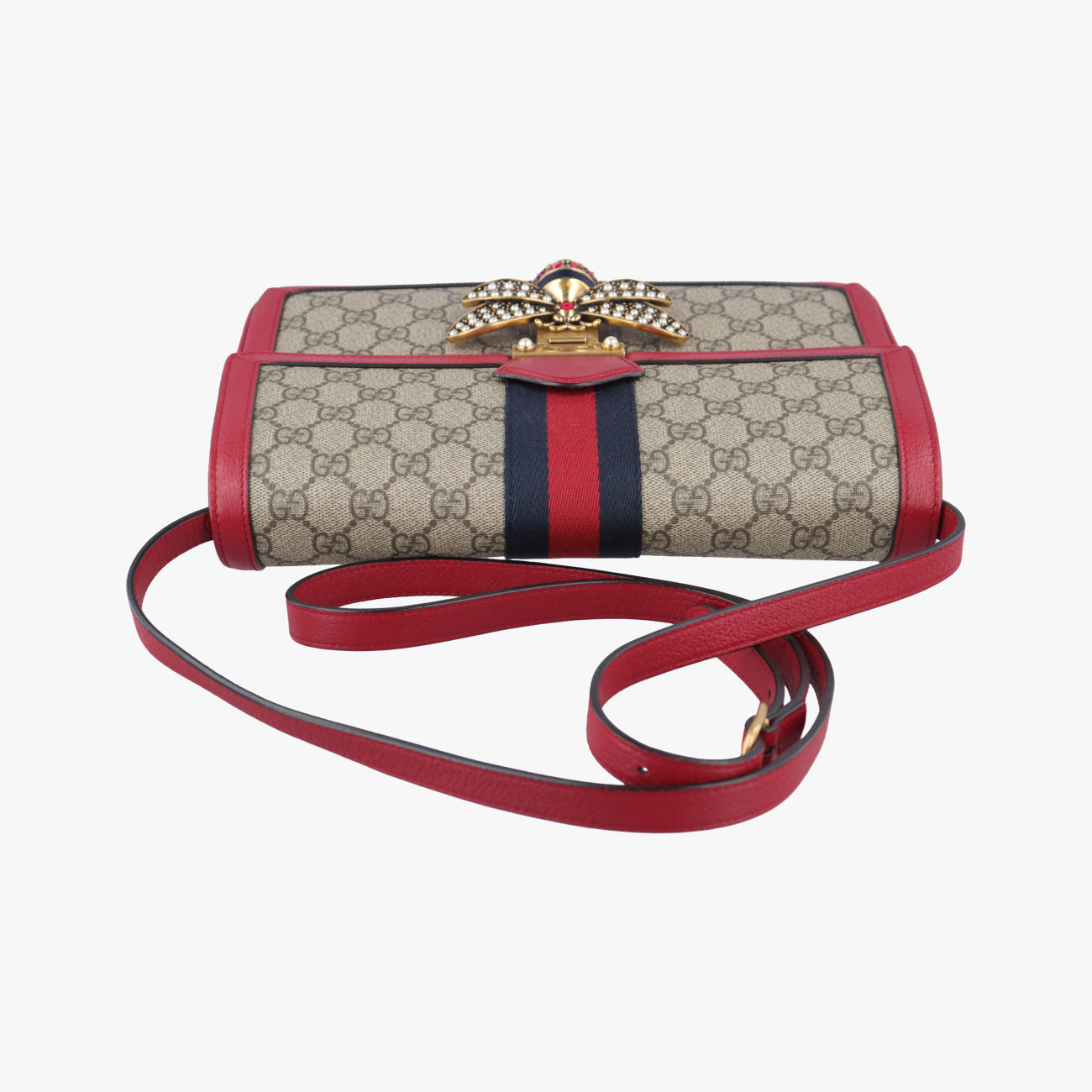 Pre-owned Gucci Queen Margaret Beige×Red×Multicolour PVC coated canvas×Leather 524356 shoulderbag | stylenewstar