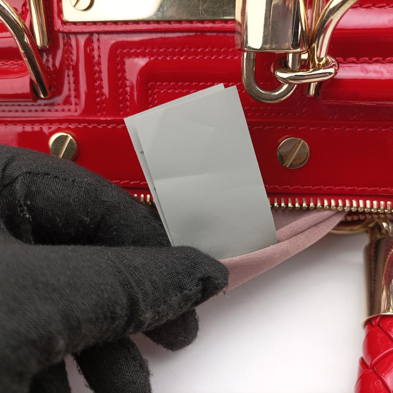 Pre-owned VERSACE Couture Snap Red Patent  handbag | stylenewstar