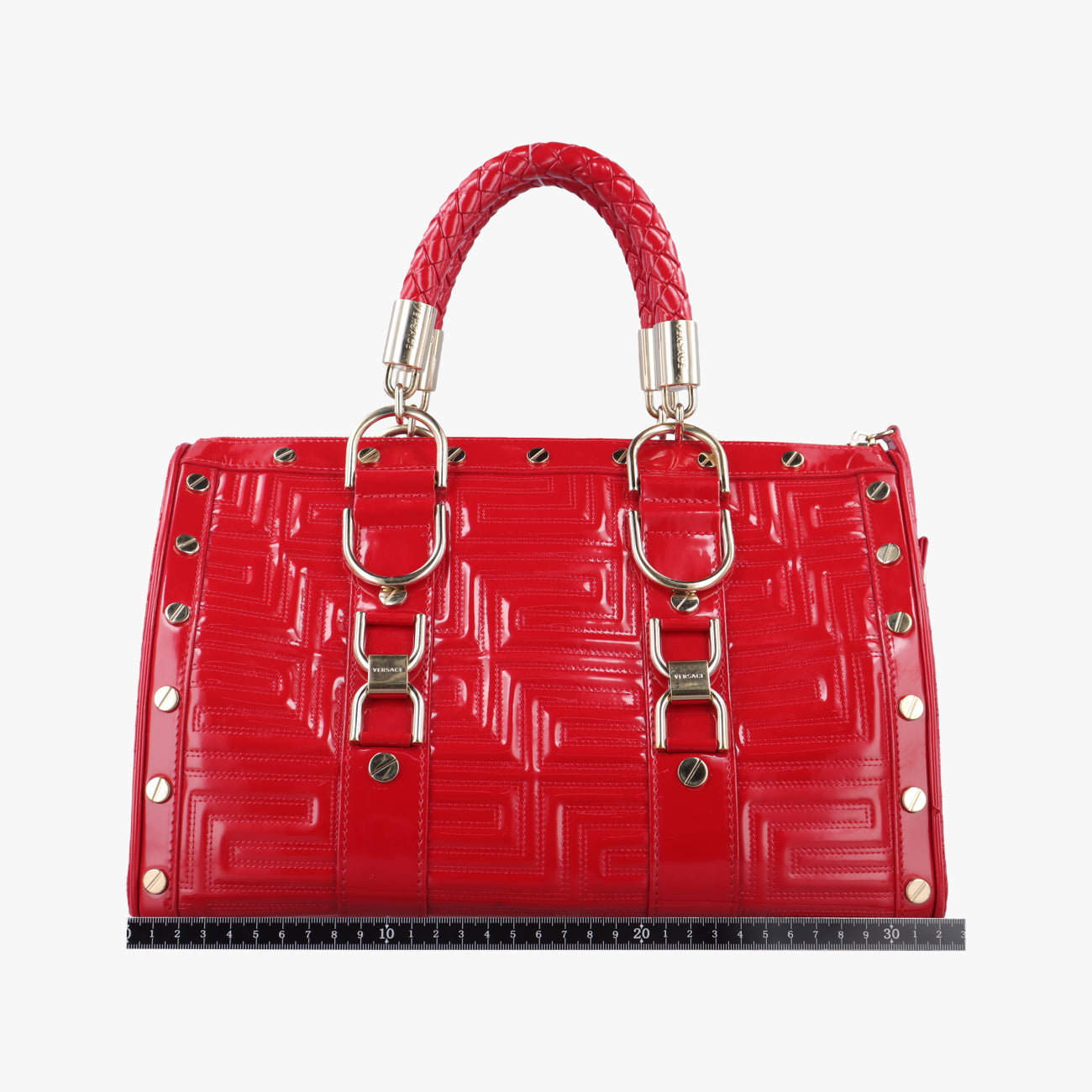 Pre-owned VERSACE Couture Snap Red Patent  handbag | stylenewstar