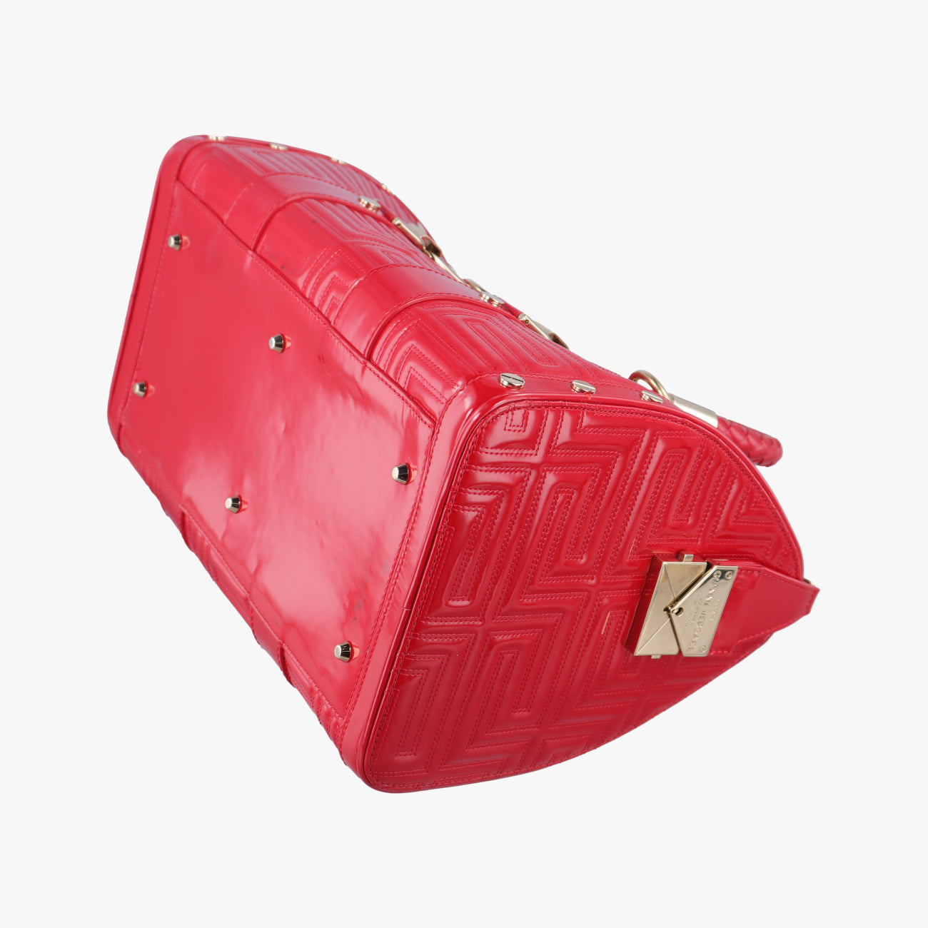 Pre-owned VERSACE Couture Snap Red Patent  handbag | stylenewstar