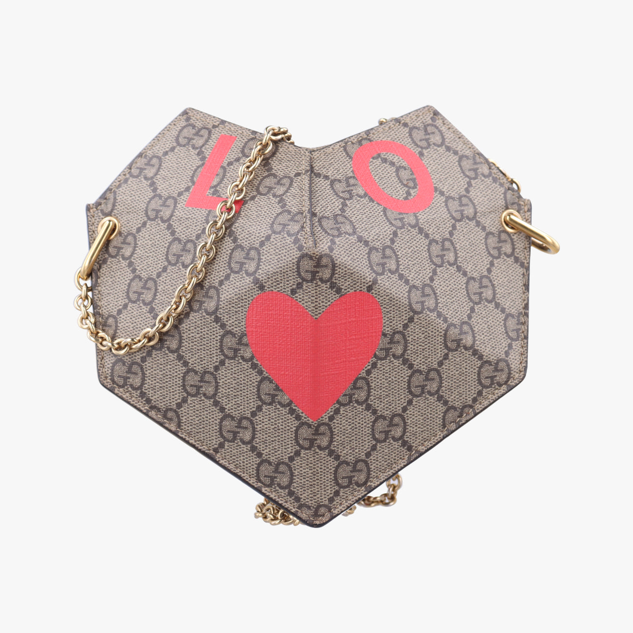 Pre-owned Gucci heart Brown×Red PVC coated canvas 678131 shoulderbag | stylenewstar