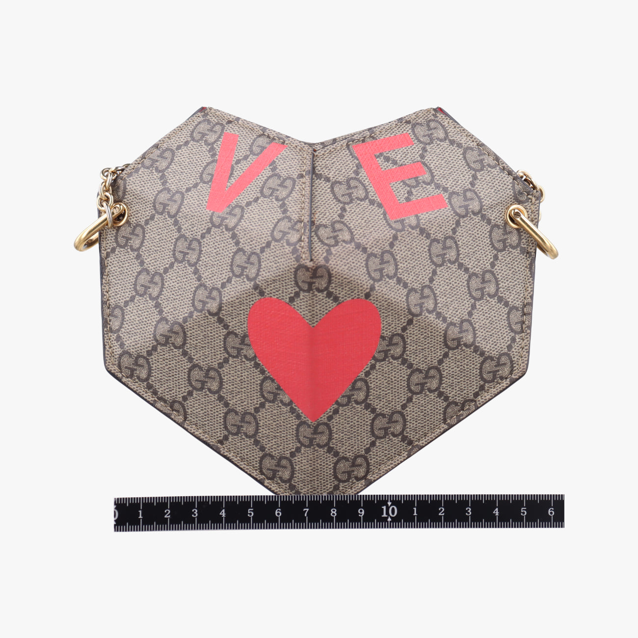 Pre-owned Gucci heart Brown×Red PVC coated canvas 678131 shoulderbag | stylenewstar