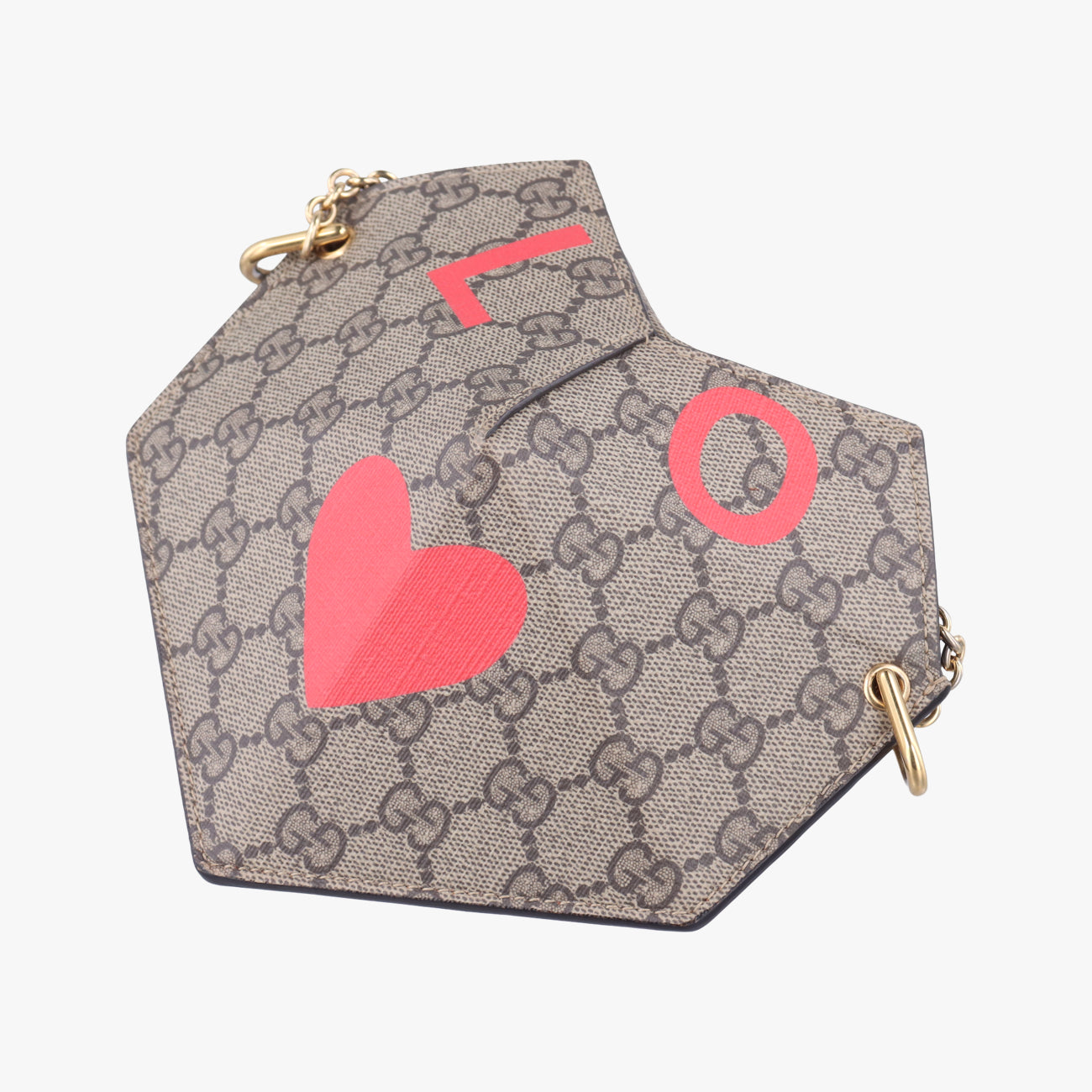 Pre-owned Gucci heart Brown×Red PVC coated canvas 678131 shoulderbag | stylenewstar
