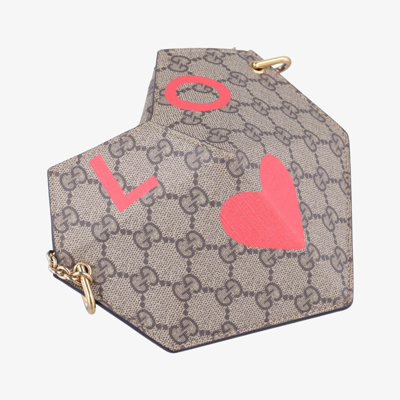 Pre-owned Gucci heart Brown×Red PVC coated canvas 678131 shoulderbag | stylenewstar