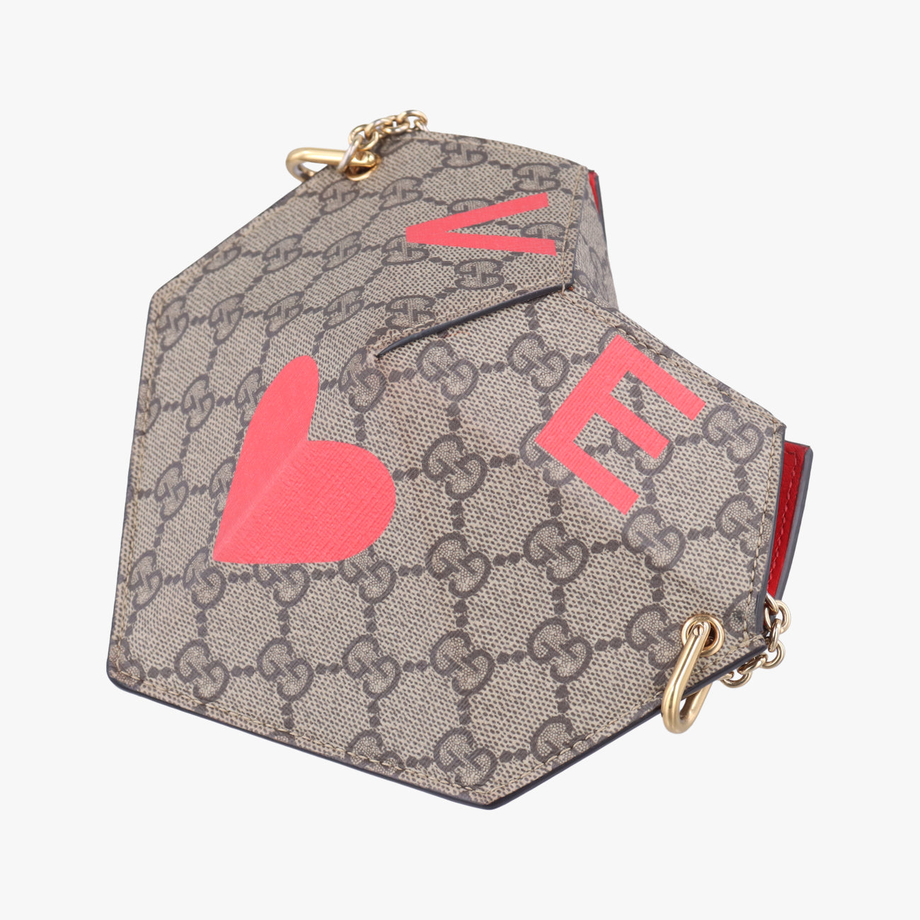 Pre-owned Gucci heart Brown×Red PVC coated canvas 678131 shoulderbag | stylenewstar