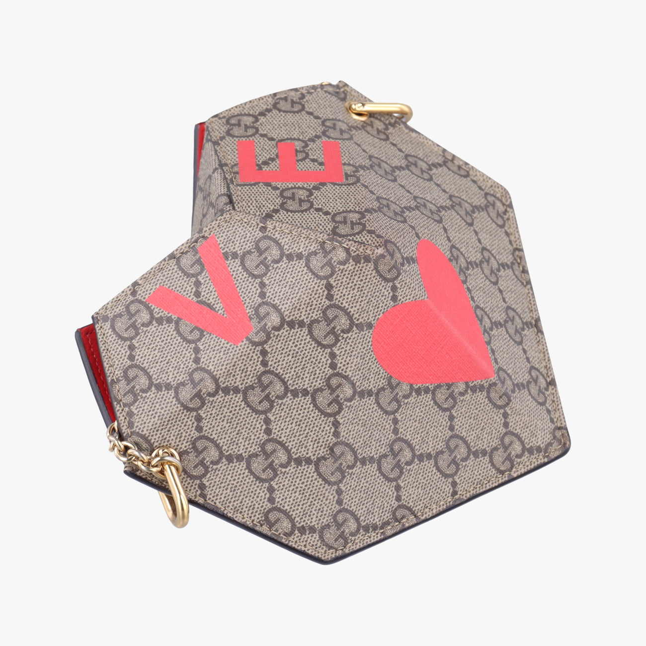 Pre-owned Gucci heart Brown×Red PVC coated canvas 678131 shoulderbag | stylenewstar