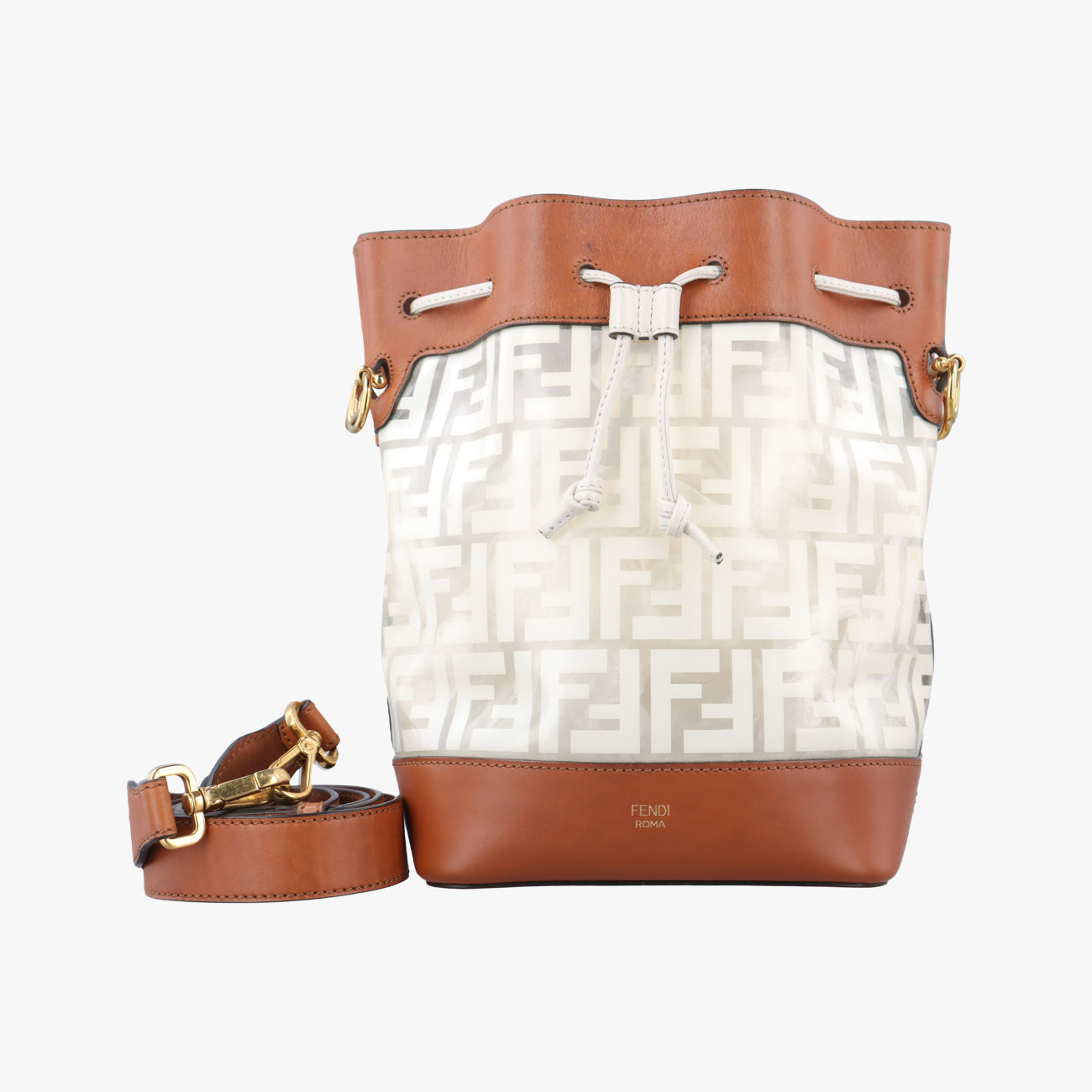 Pre-owned Fendi Mon Treso Beige×White×Multicolour PVC Coated Canvas 8BT298 shoulderbag | stylenewstar