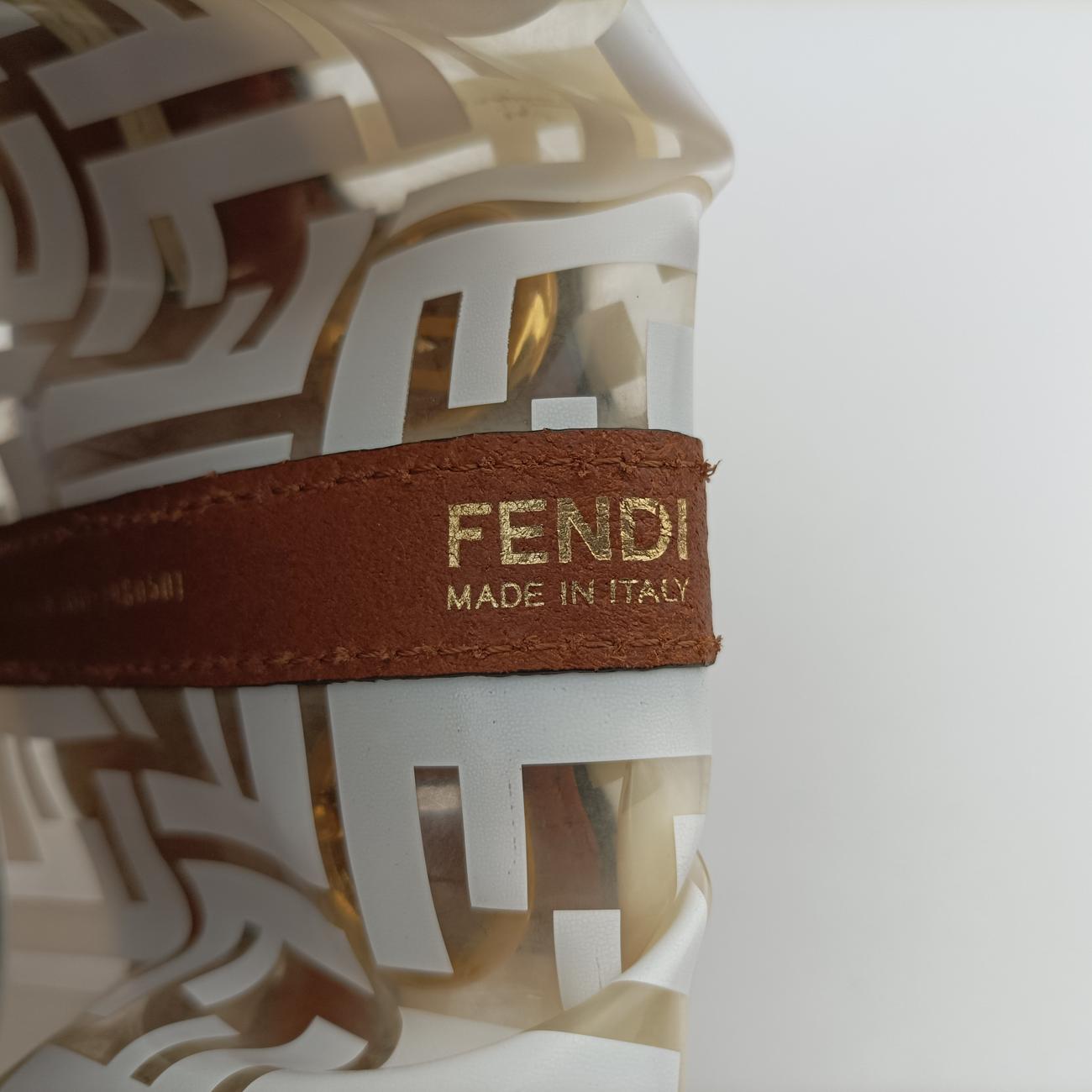 Pre-owned Fendi Mon Treso Beige×White×Multicolour PVC Coated Canvas 8BT298 shoulderbag | stylenewstar