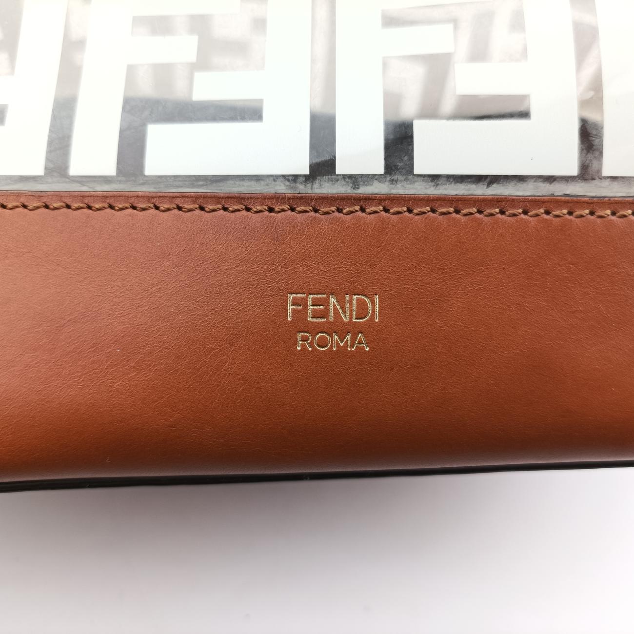 Pre-owned Fendi Mon Treso Beige×White×Multicolour PVC Coated Canvas 8BT298 shoulderbag | stylenewstar