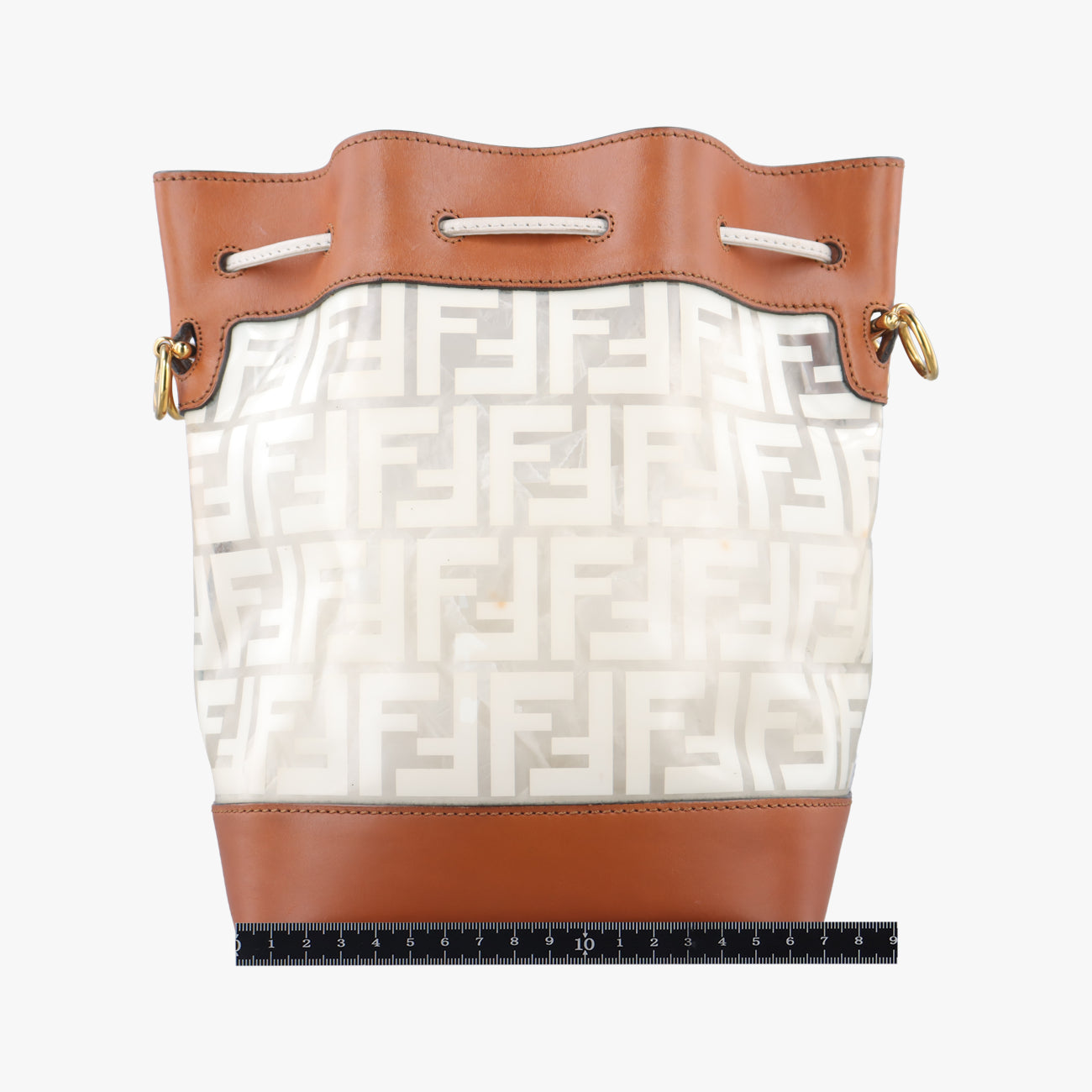 Pre-owned Fendi Mon Treso Beige×White×Multicolour PVC Coated Canvas 8BT298 shoulderbag | stylenewstar