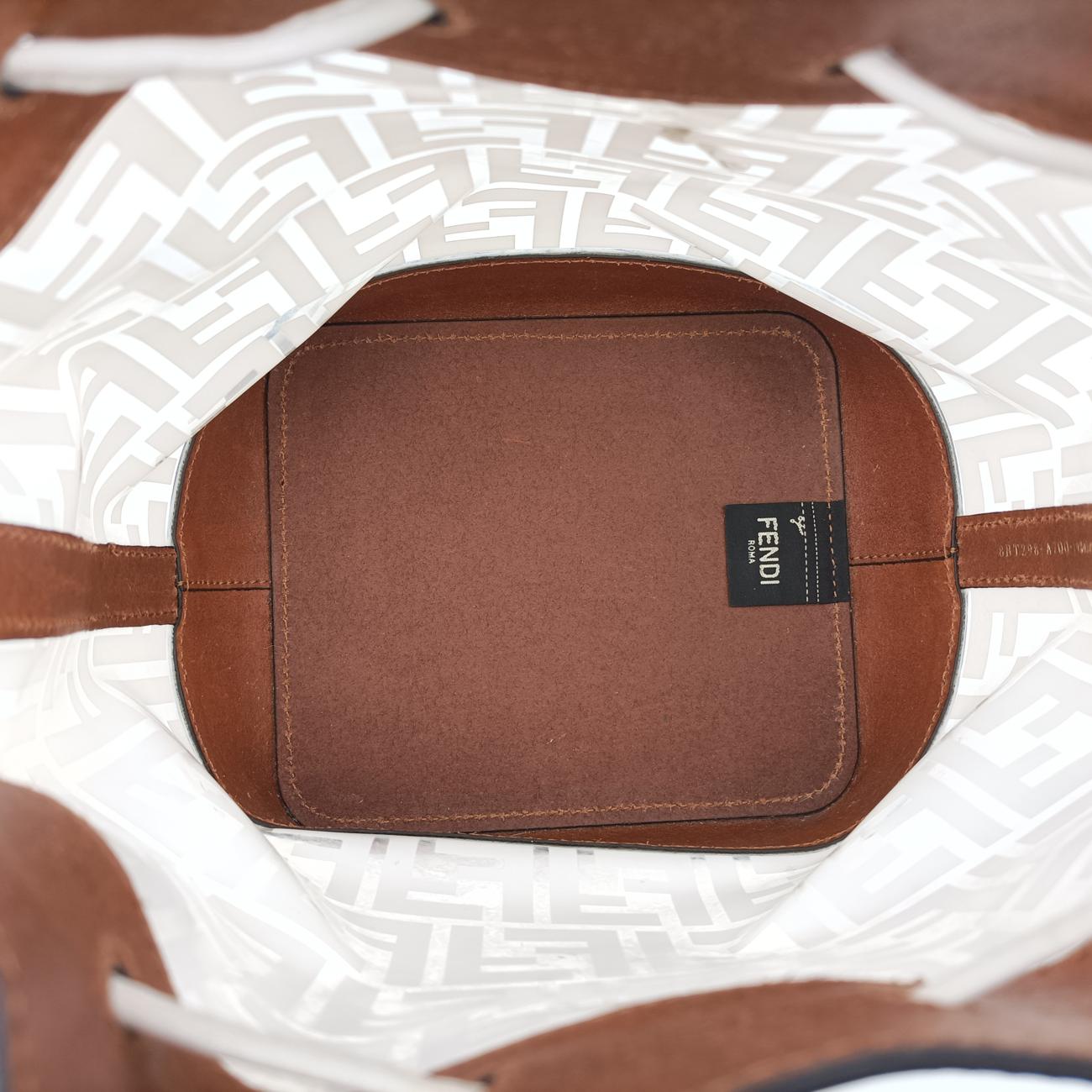 Pre-owned Fendi Mon Treso Beige×White×Multicolour PVC Coated Canvas 8BT298 shoulderbag | stylenewstar