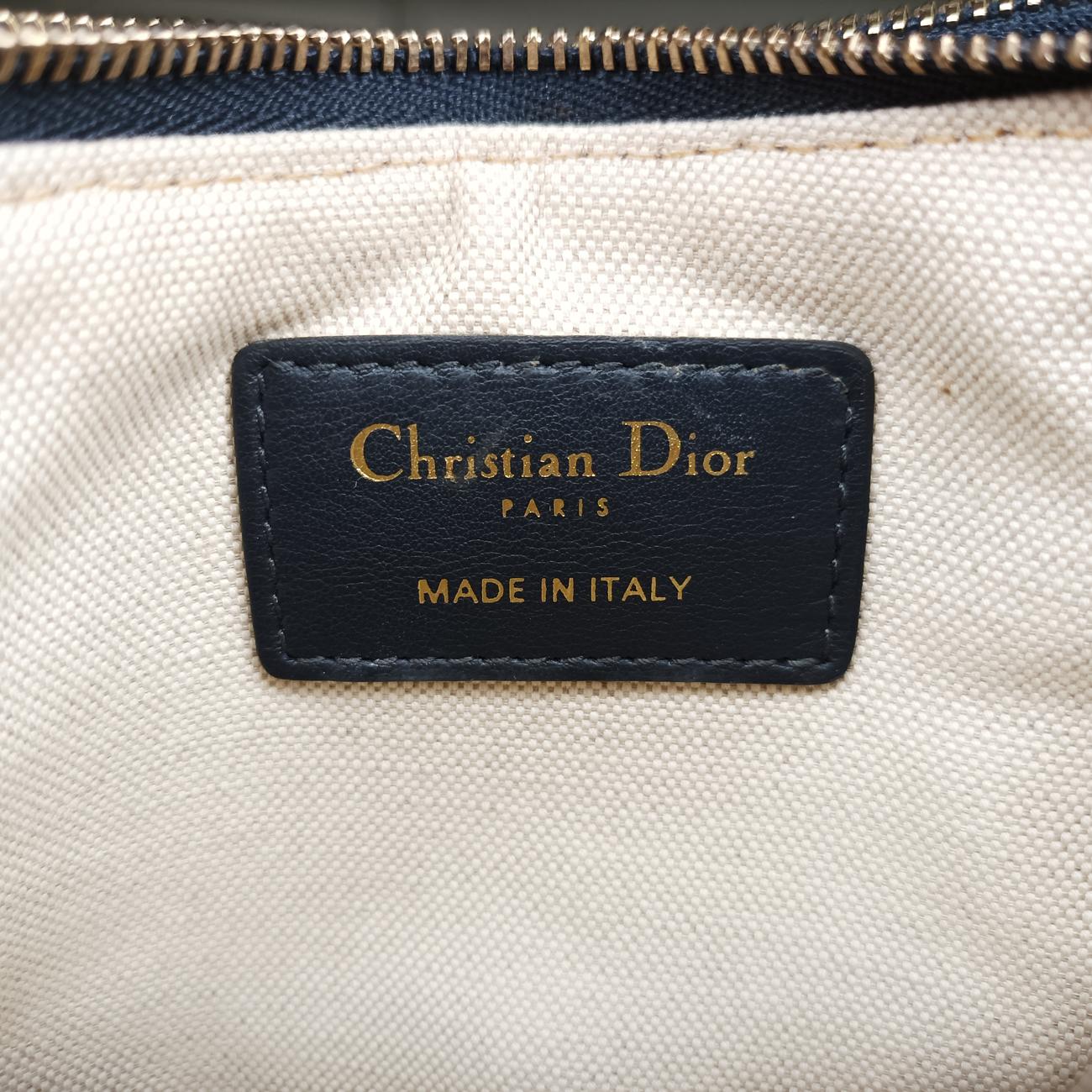 Pre-owned Christian Dior Saddle Navy×Gray Jacquard  shoulderbag | stylenewstar