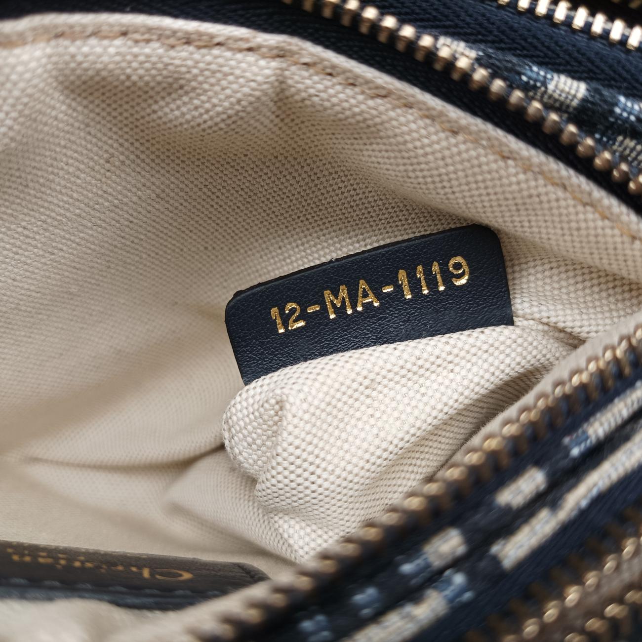 Pre-owned Christian Dior Saddle Navy×Gray Jacquard  shoulderbag | stylenewstar