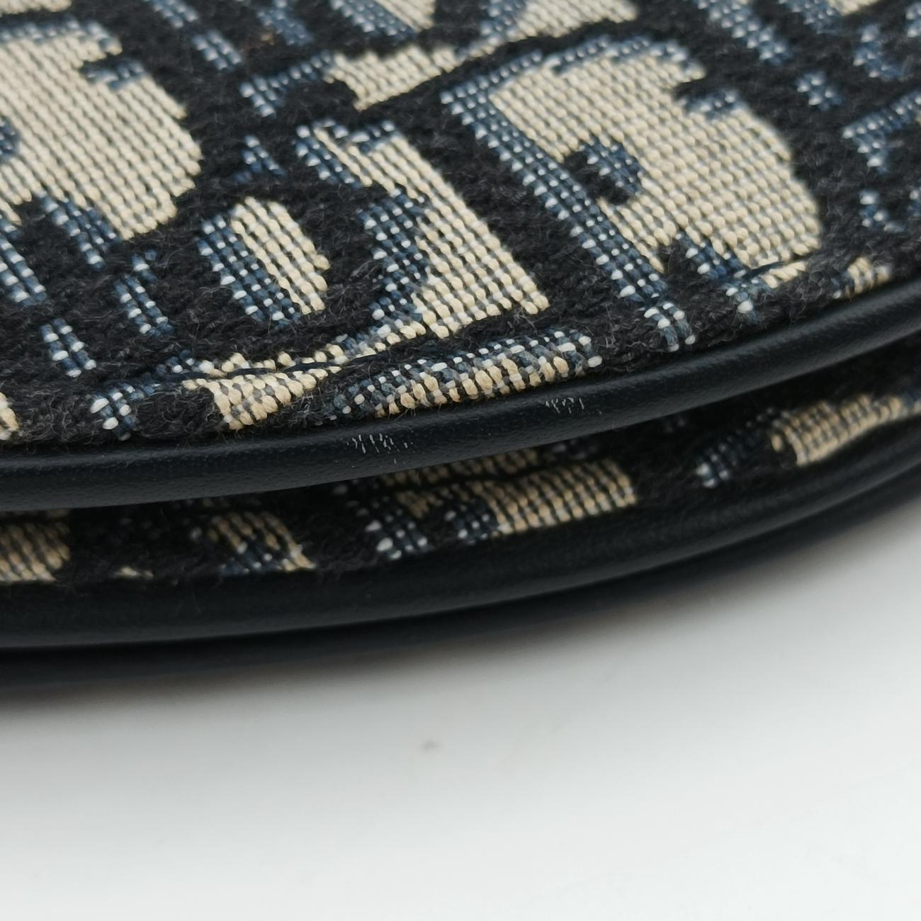 Pre-owned Christian Dior Saddle Navy×Gray Jacquard  shoulderbag | stylenewstar