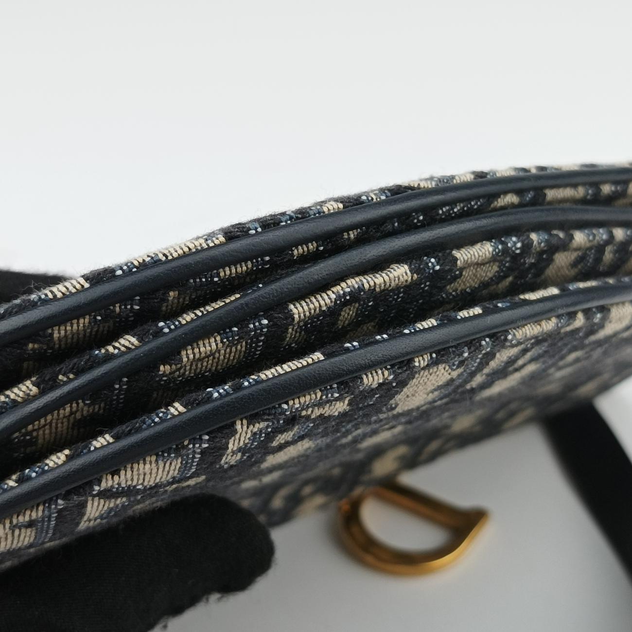 Pre-owned Christian Dior Saddle Navy×Gray Jacquard  shoulderbag | stylenewstar
