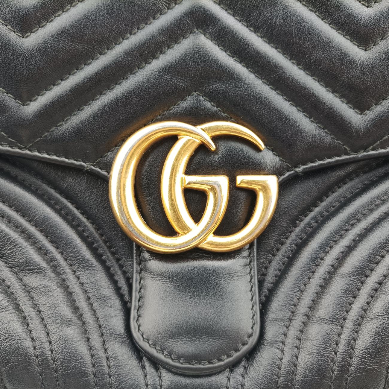 Vintage Gucci GG Marmont Black Leather 498100 shoulderbag | stylenewstar