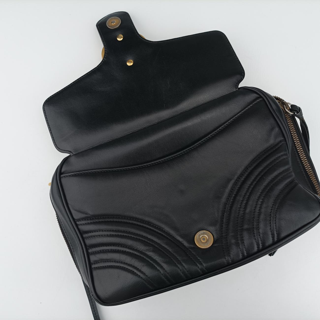 Vintage Gucci GG Marmont Black Leather 498100 shoulderbag | stylenewstar