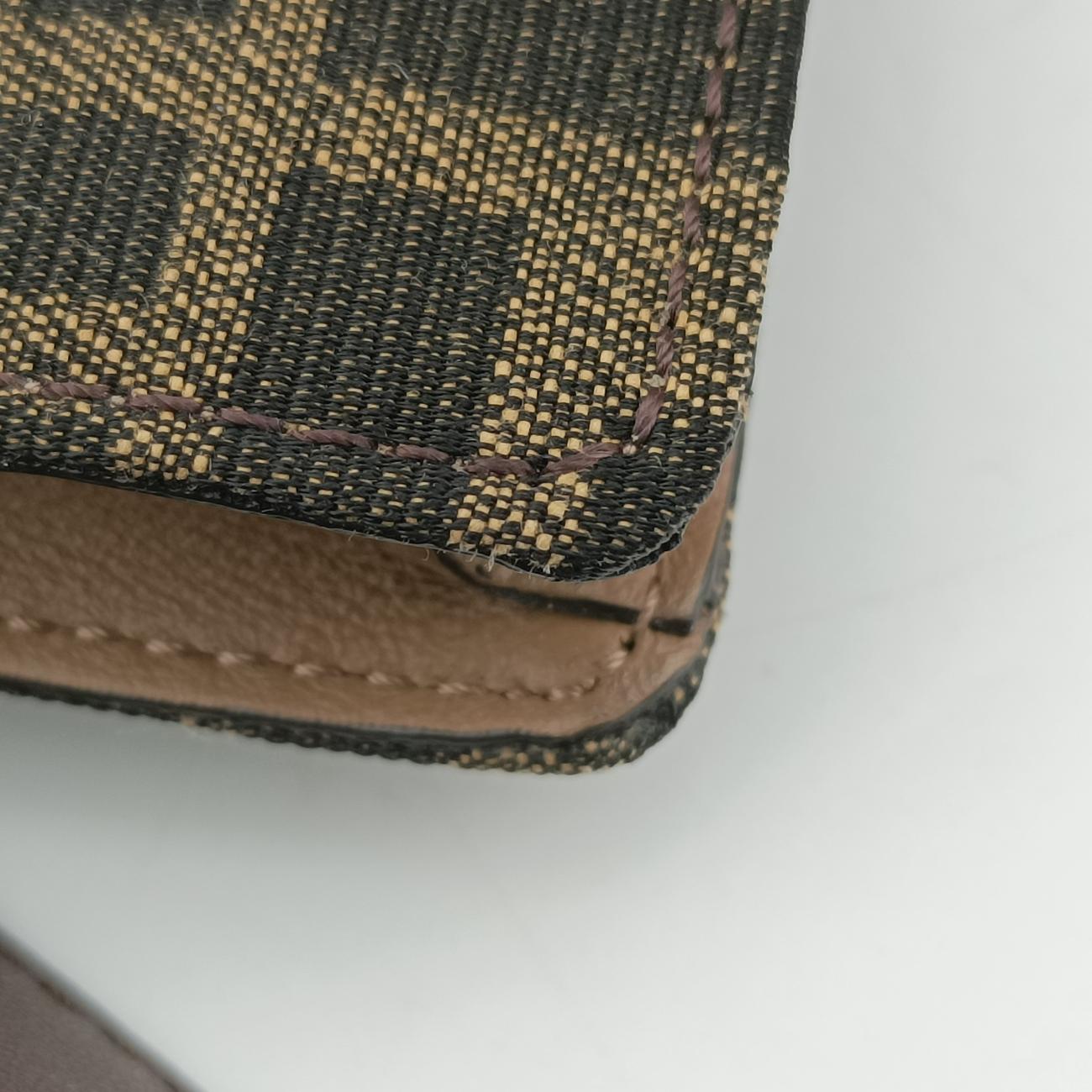 Secondhand Fendi FF Logo Baguette slim Brown×white canvas 7M0295 shoulderbag | stylenewstar