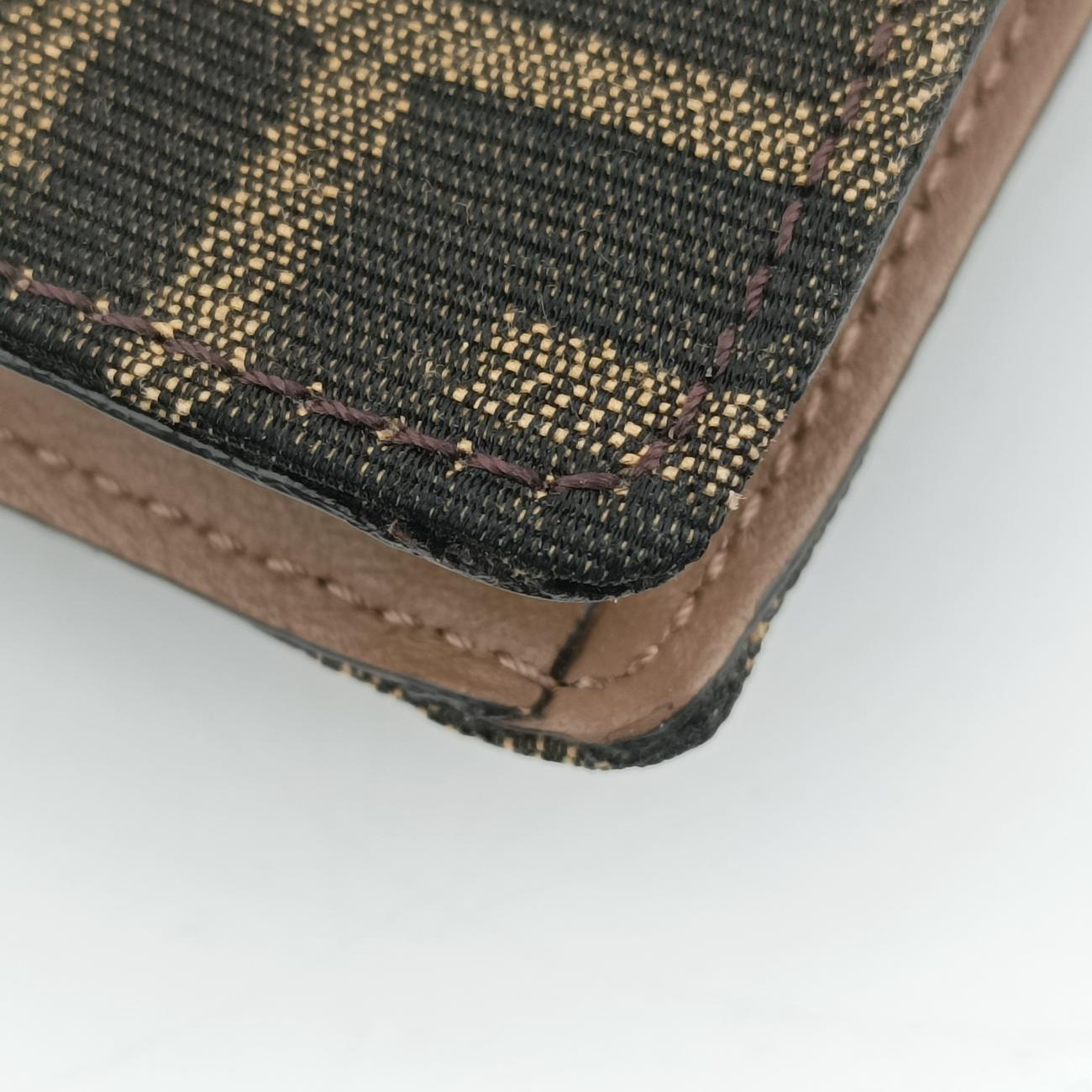 Secondhand Fendi FF Logo Baguette slim Brown×white canvas 7M0295 shoulderbag | stylenewstar