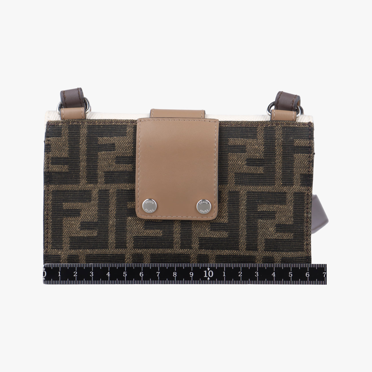 Secondhand Fendi FF Logo Baguette slim Brown×white canvas 7M0295 shoulderbag | stylenewstar