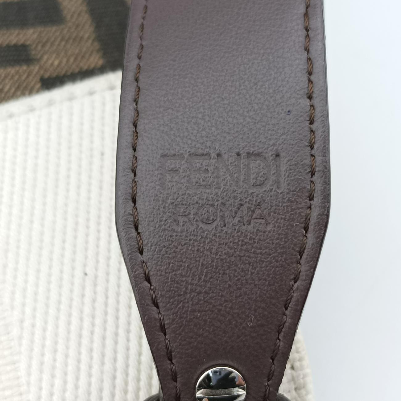 Secondhand Fendi FF Logo Baguette slim Brown×white canvas 7M0295 shoulderbag | stylenewstar