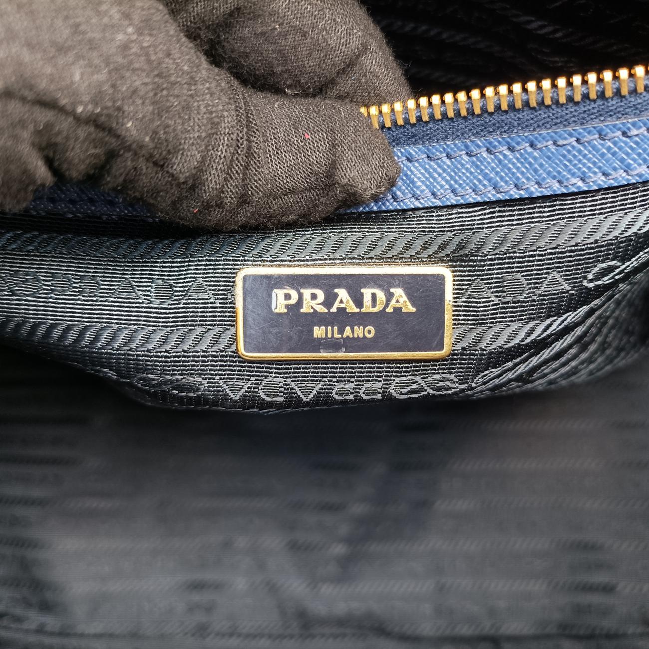 Pre-owned Prada Galleria Blue SAFFIANO Leather BN2274 handbag | stylenewstar