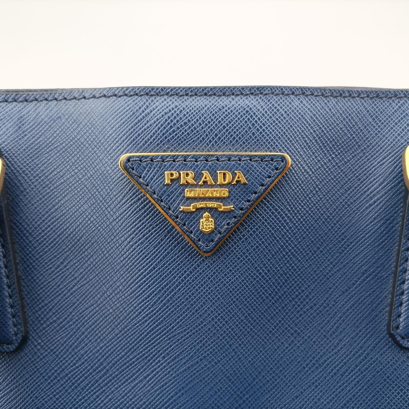 Pre-owned Prada Galleria Blue SAFFIANO Leather BN2274 handbag | stylenewstar