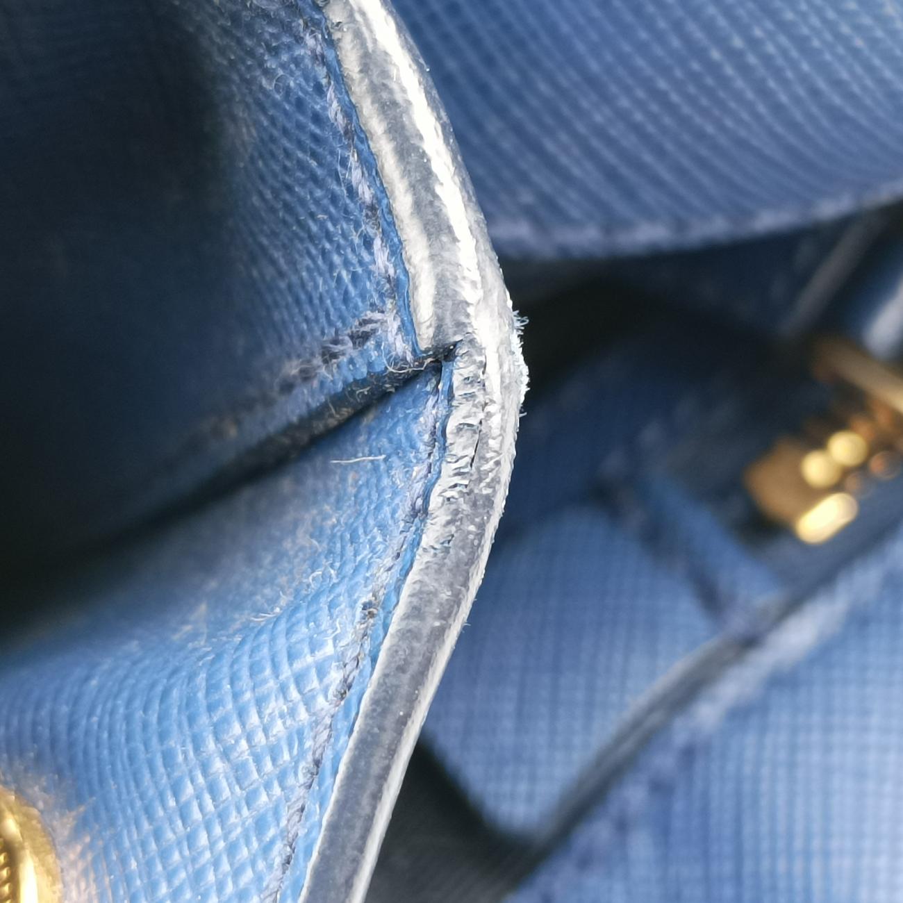 Pre-owned Prada Galleria Blue SAFFIANO Leather BN2274 handbag | stylenewstar