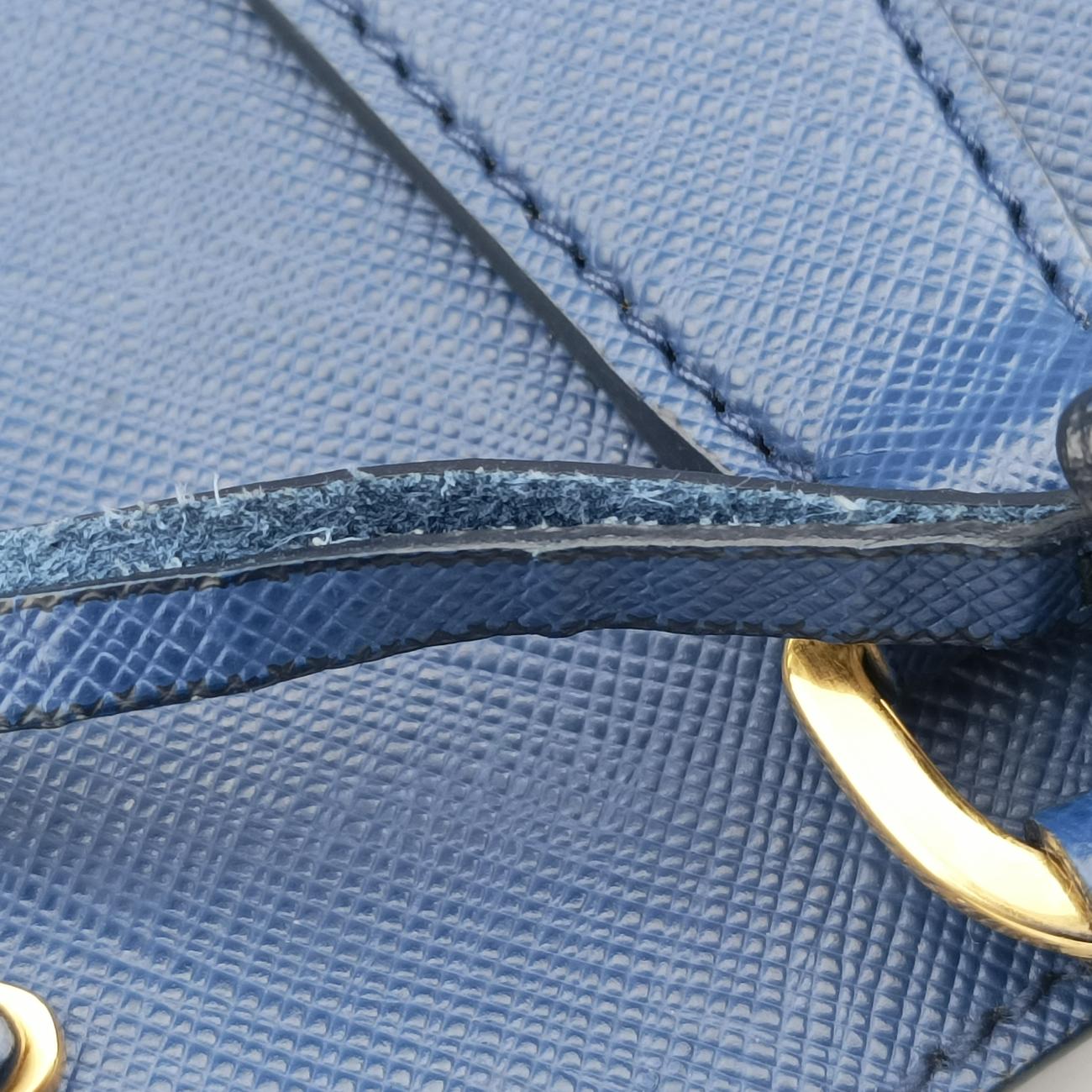 Pre-owned Prada Galleria Blue SAFFIANO Leather BN2274 handbag | stylenewstar