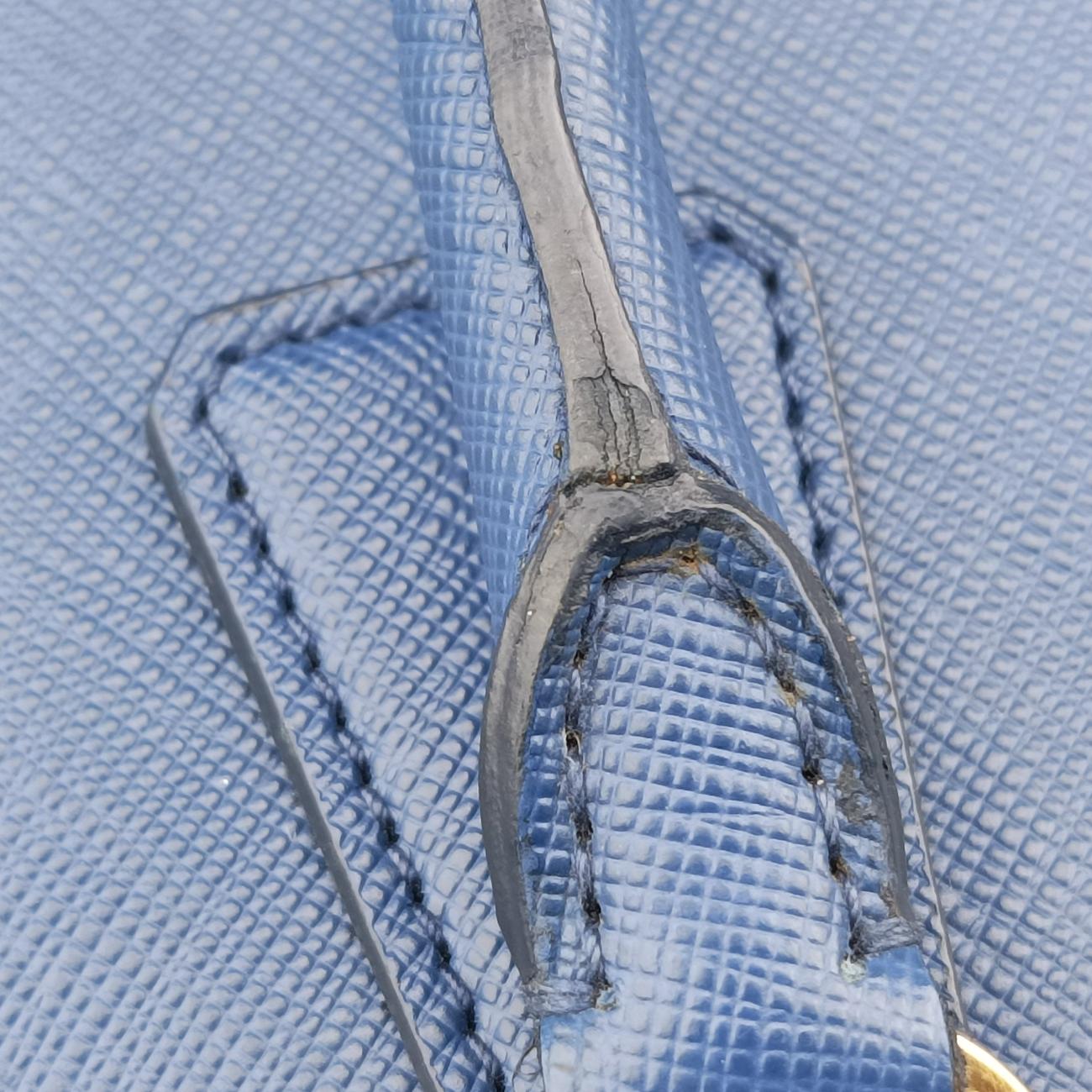 Pre-owned Prada Galleria Blue SAFFIANO Leather BN2274 handbag | stylenewstar