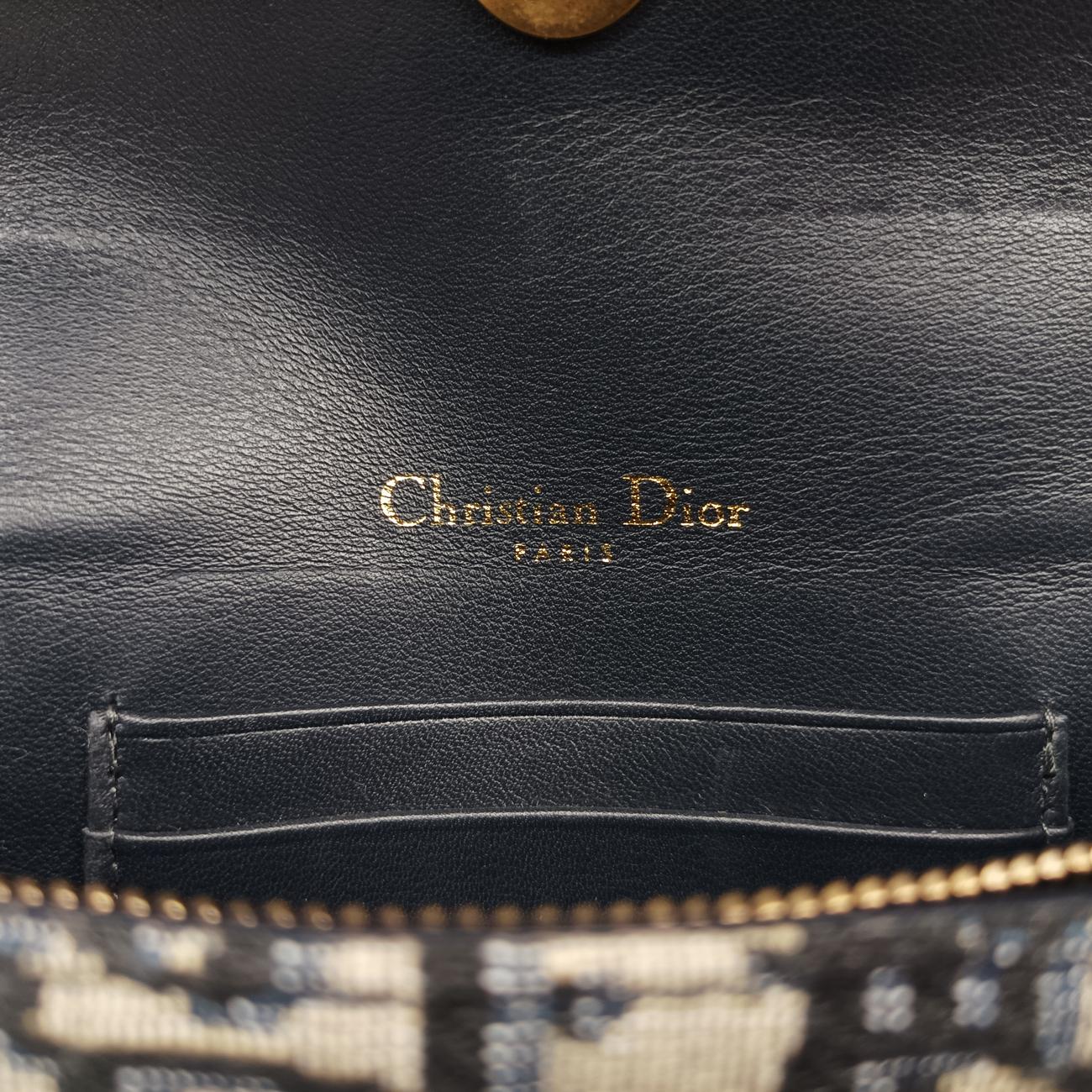 Pre-owned Christian Dior Saddle Navy×Gray jacquard  bum bag/waist bag | stylenewstar