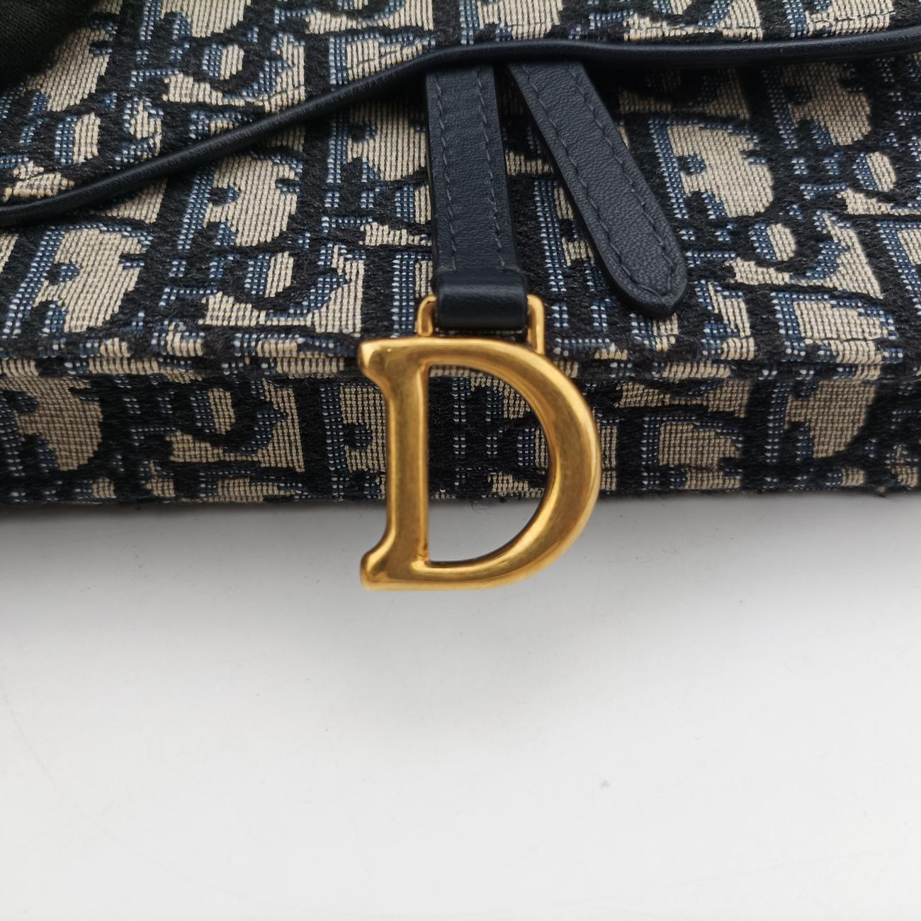 Pre-owned Christian Dior Saddle Navy×Gray jacquard  bum bag/waist bag | stylenewstar