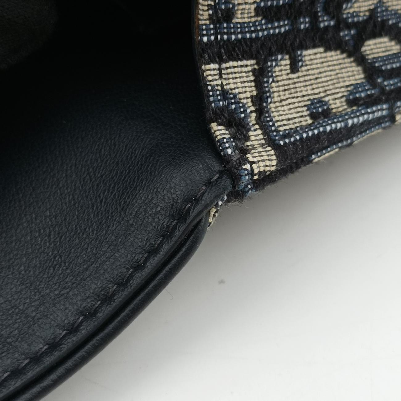 Pre-owned Christian Dior Saddle Navy×Gray jacquard  bum bag/waist bag | stylenewstar