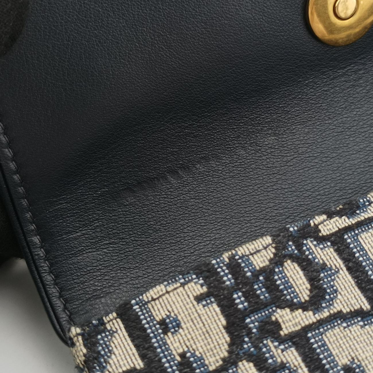 Pre-owned Christian Dior Saddle Navy×Gray jacquard  bum bag/waist bag | stylenewstar