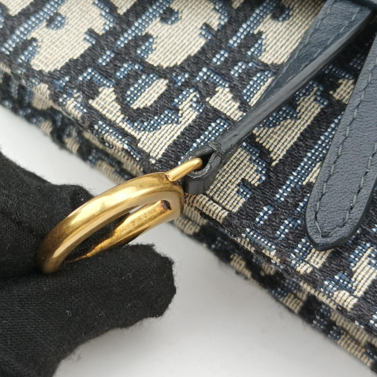 Pre-owned Christian Dior Saddle Navy×Gray jacquard  bum bag/waist bag | stylenewstar