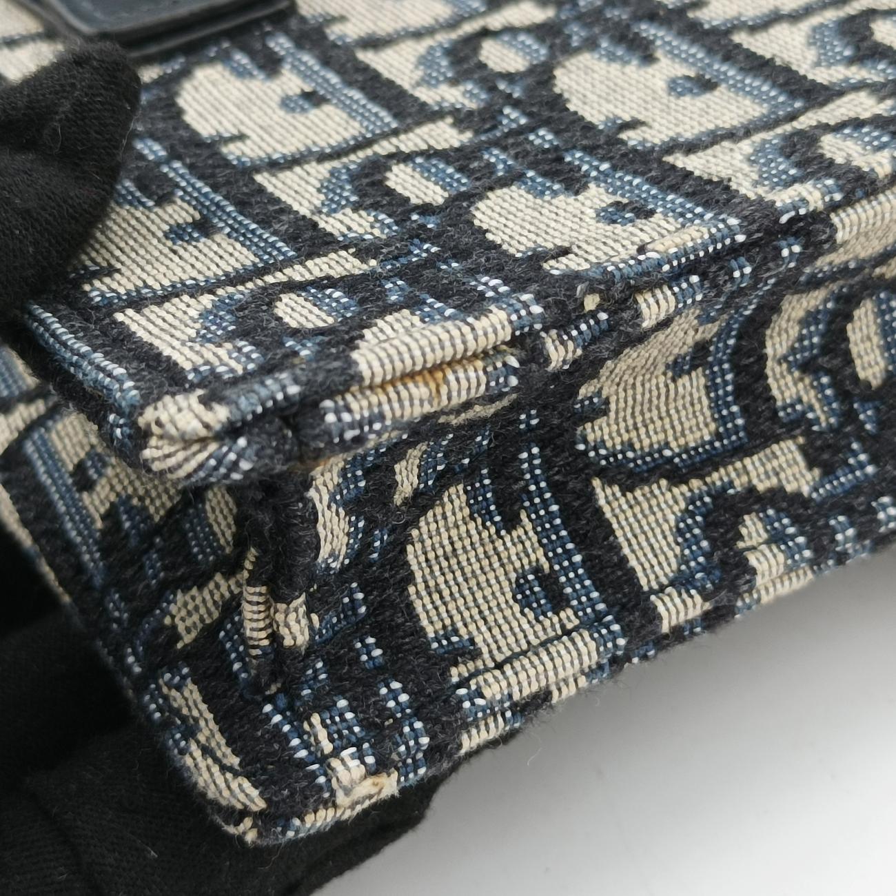 Pre-owned Christian Dior Saddle Navy×Gray jacquard  bum bag/waist bag | stylenewstar