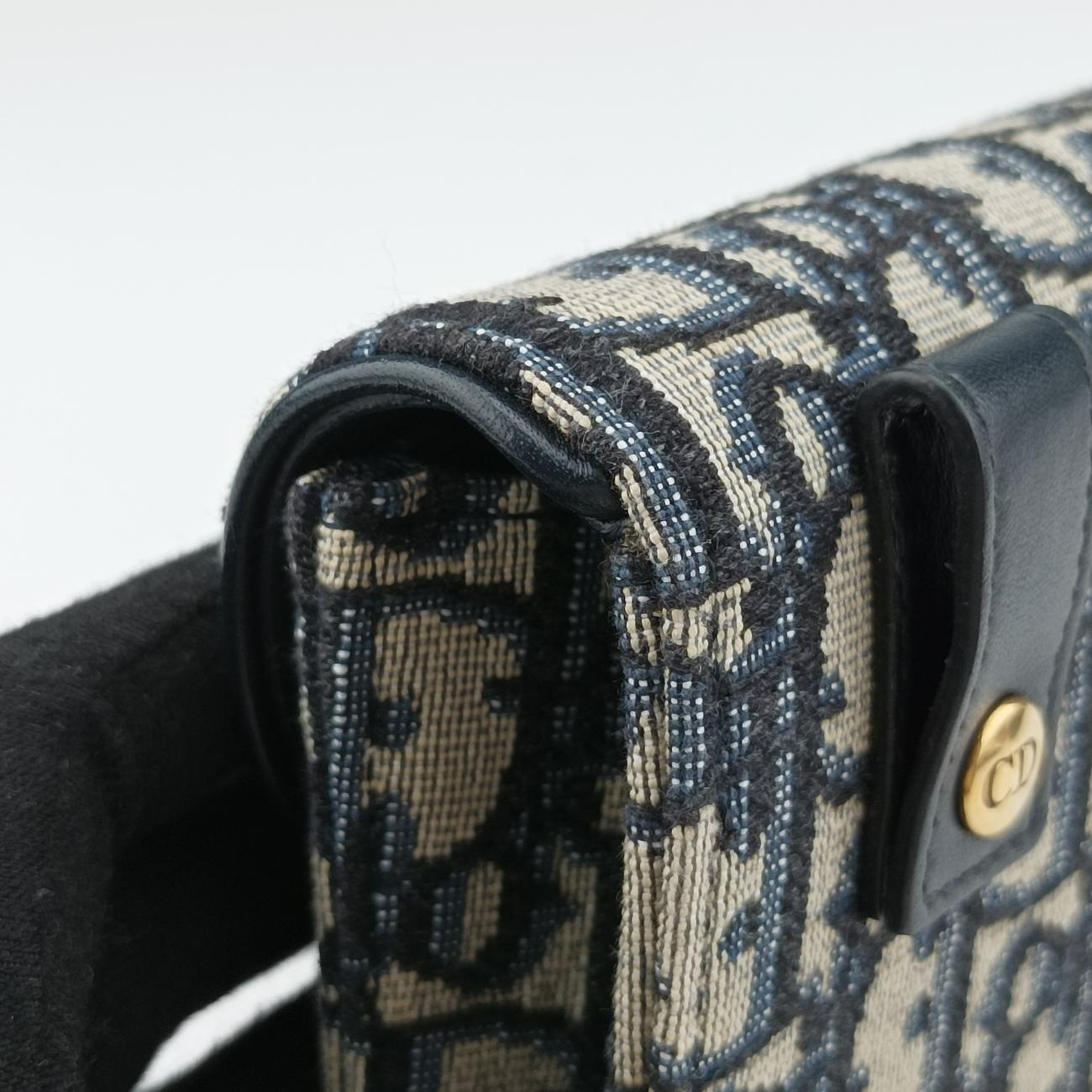 Pre-owned Christian Dior Saddle Navy×Gray jacquard  bum bag/waist bag | stylenewstar