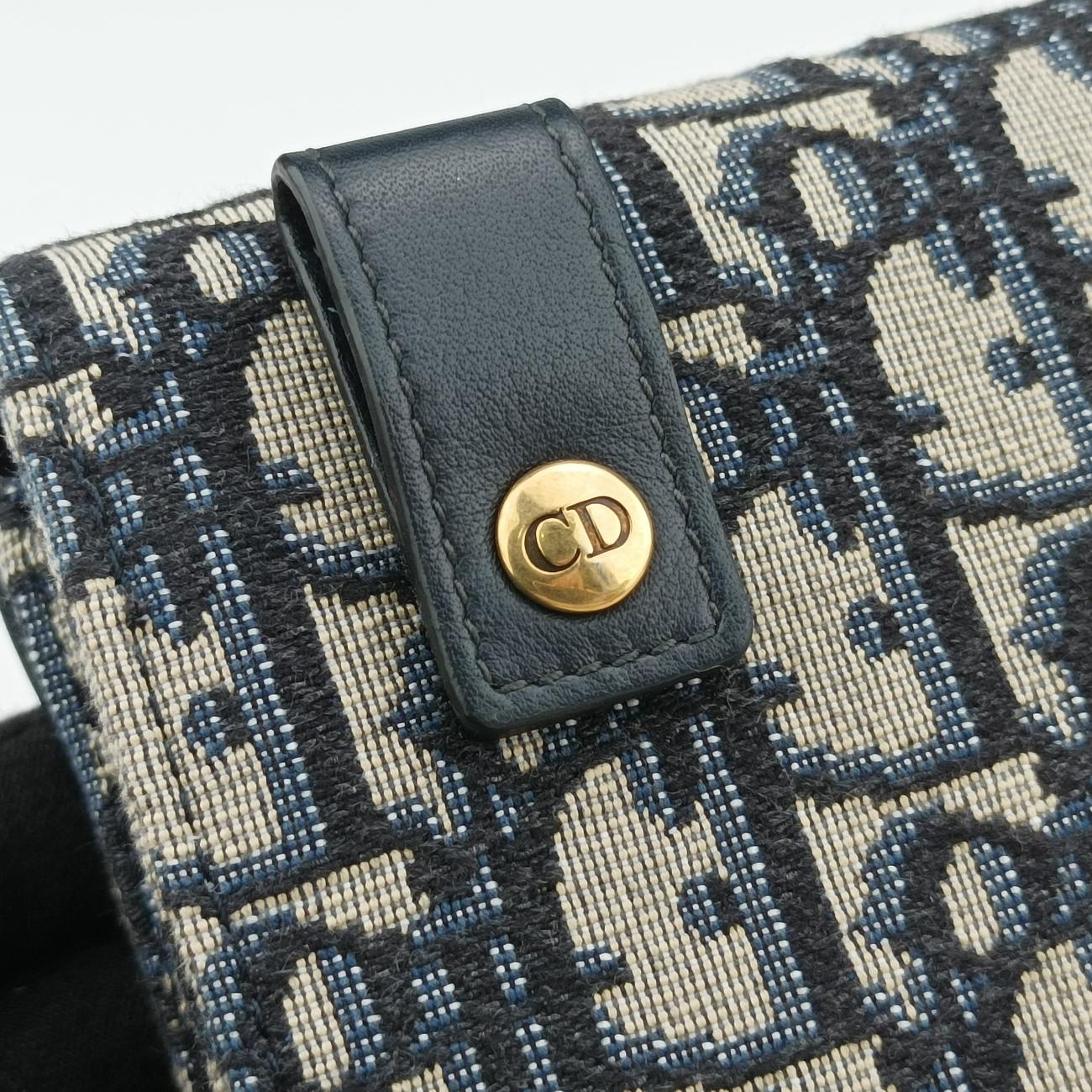 Pre-owned Christian Dior Saddle Navy×Gray jacquard  bum bag/waist bag | stylenewstar