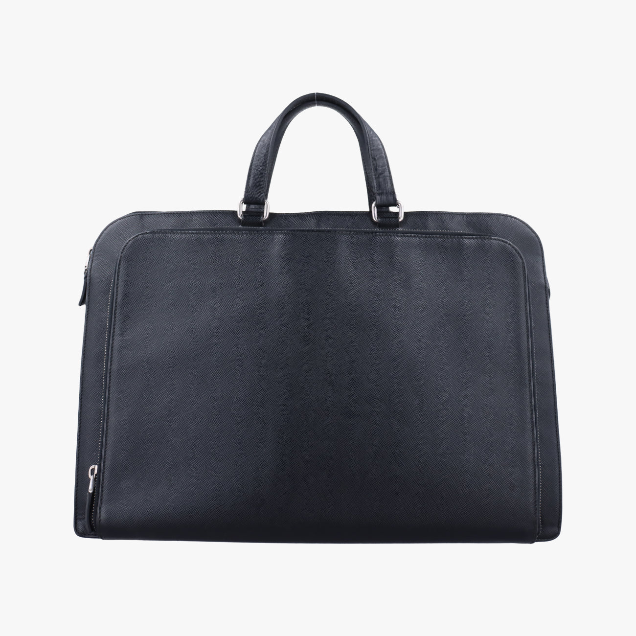 Pre-owned Prada Triangle Logo Plate Black Saffiano Leather  handbag | stylenewstar