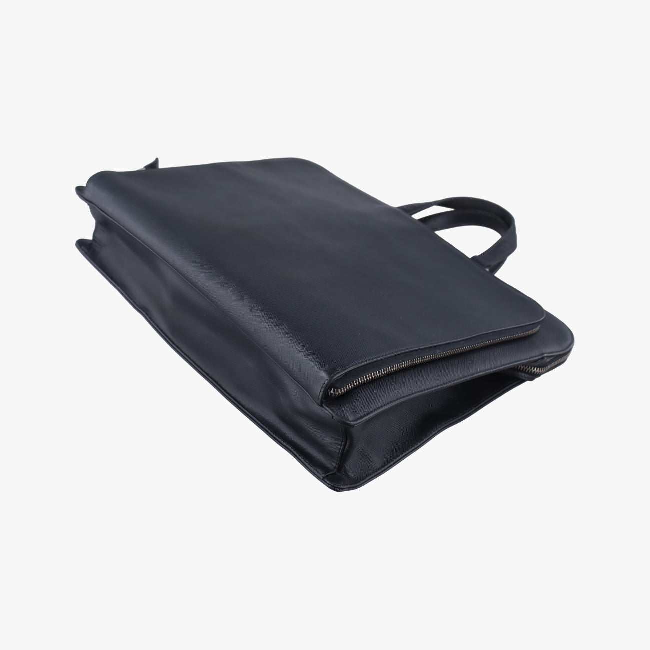 Pre-owned Prada Triangle Logo Plate Black Saffiano Leather  handbag | stylenewstar