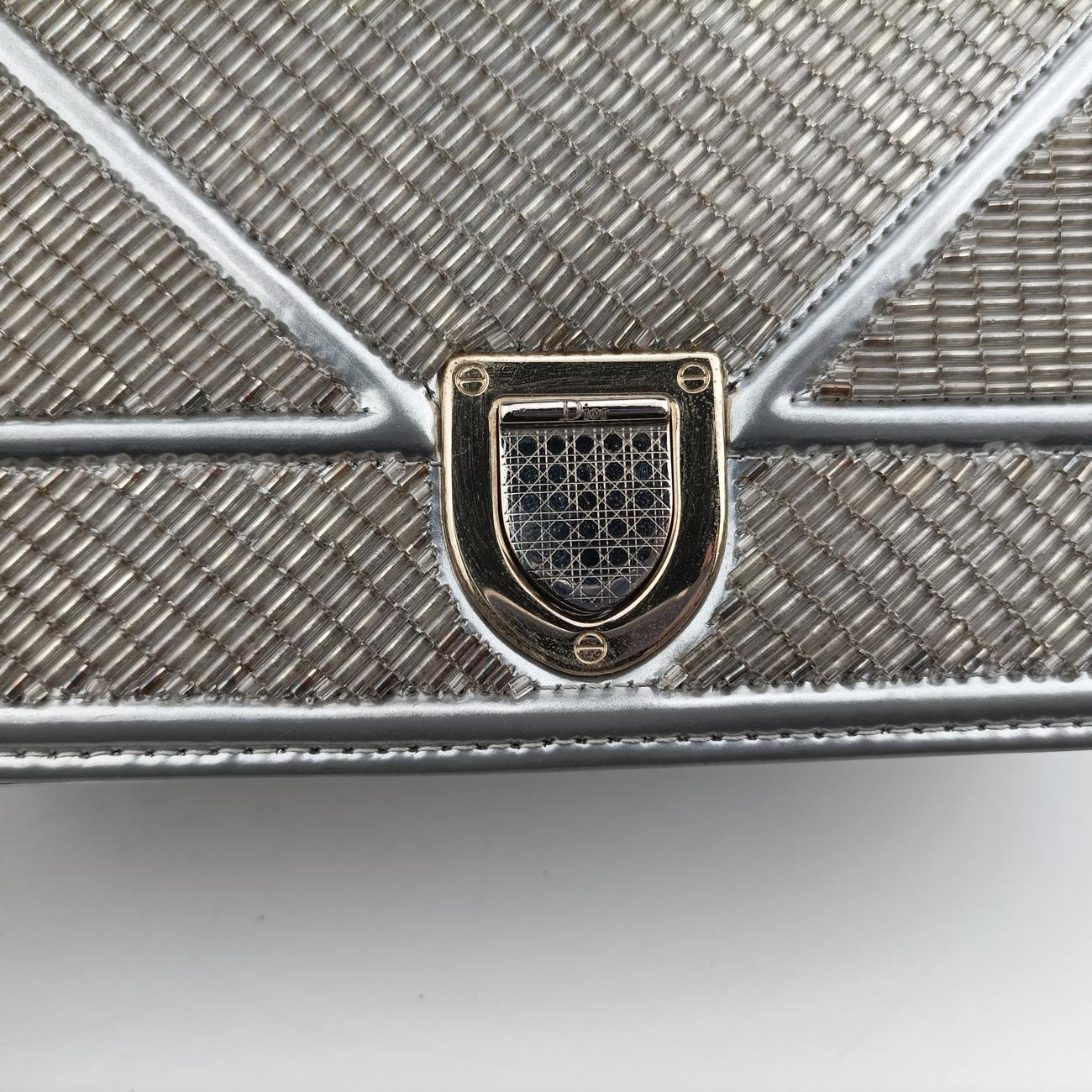 Pre-owned Christian Dior Diorama Silver Beaded  shoulderbag | stylenewstar