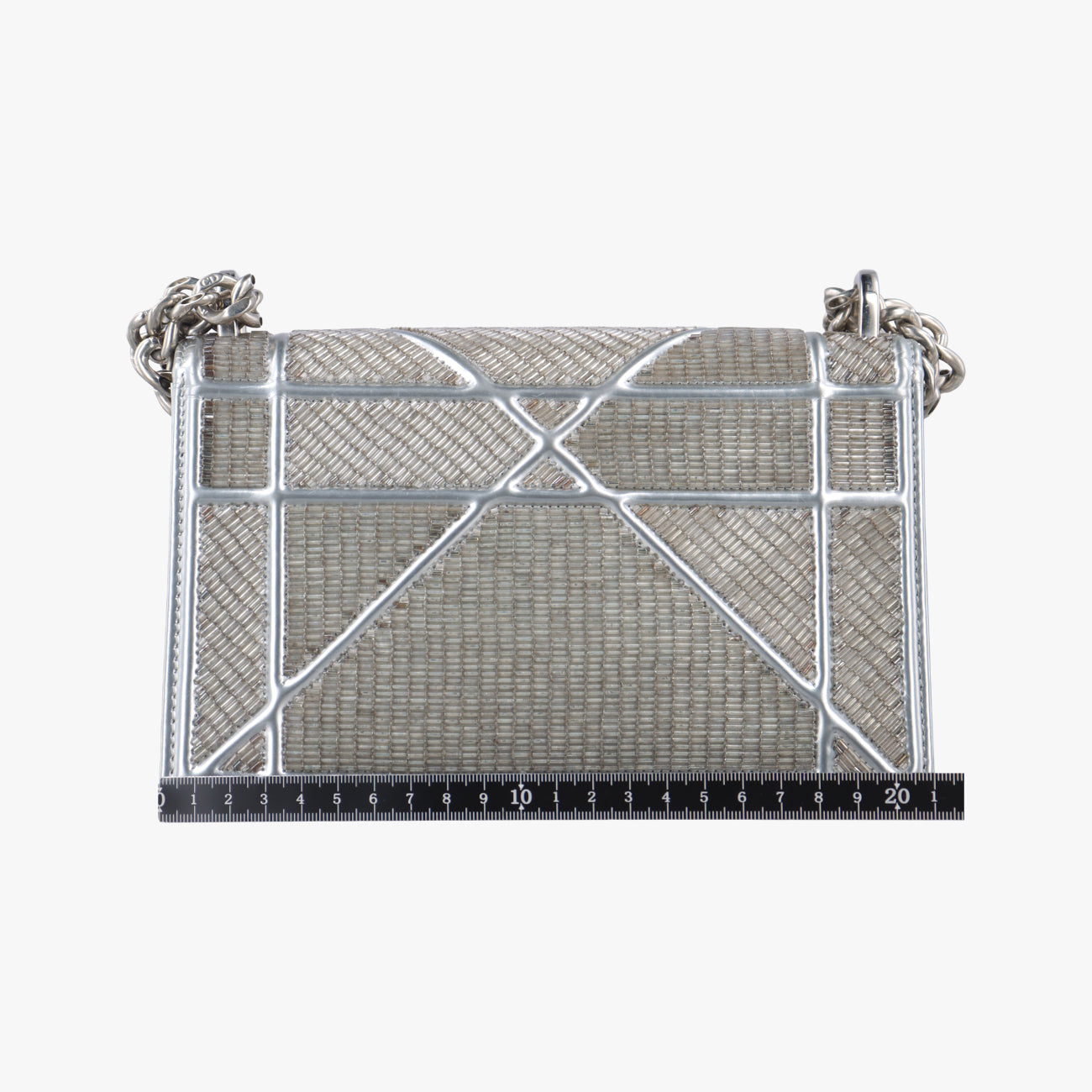 Pre-owned Christian Dior Diorama Silver Beaded  shoulderbag | stylenewstar