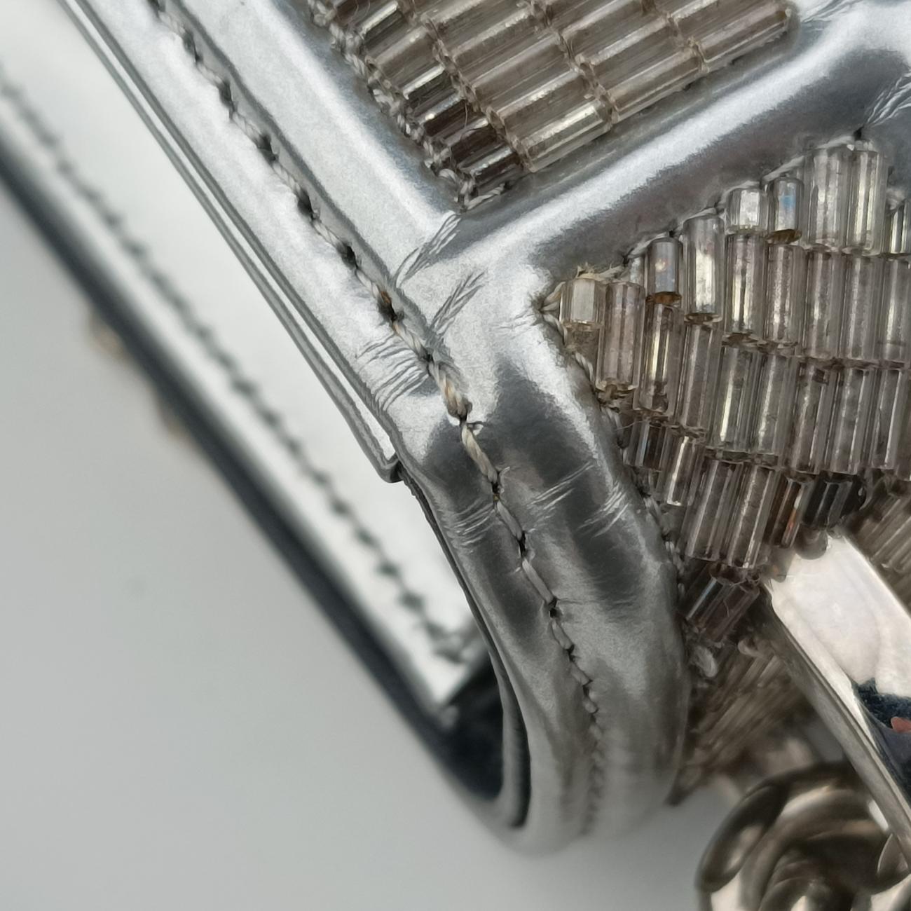 Pre-owned Christian Dior Diorama Silver Beaded  shoulderbag | stylenewstar