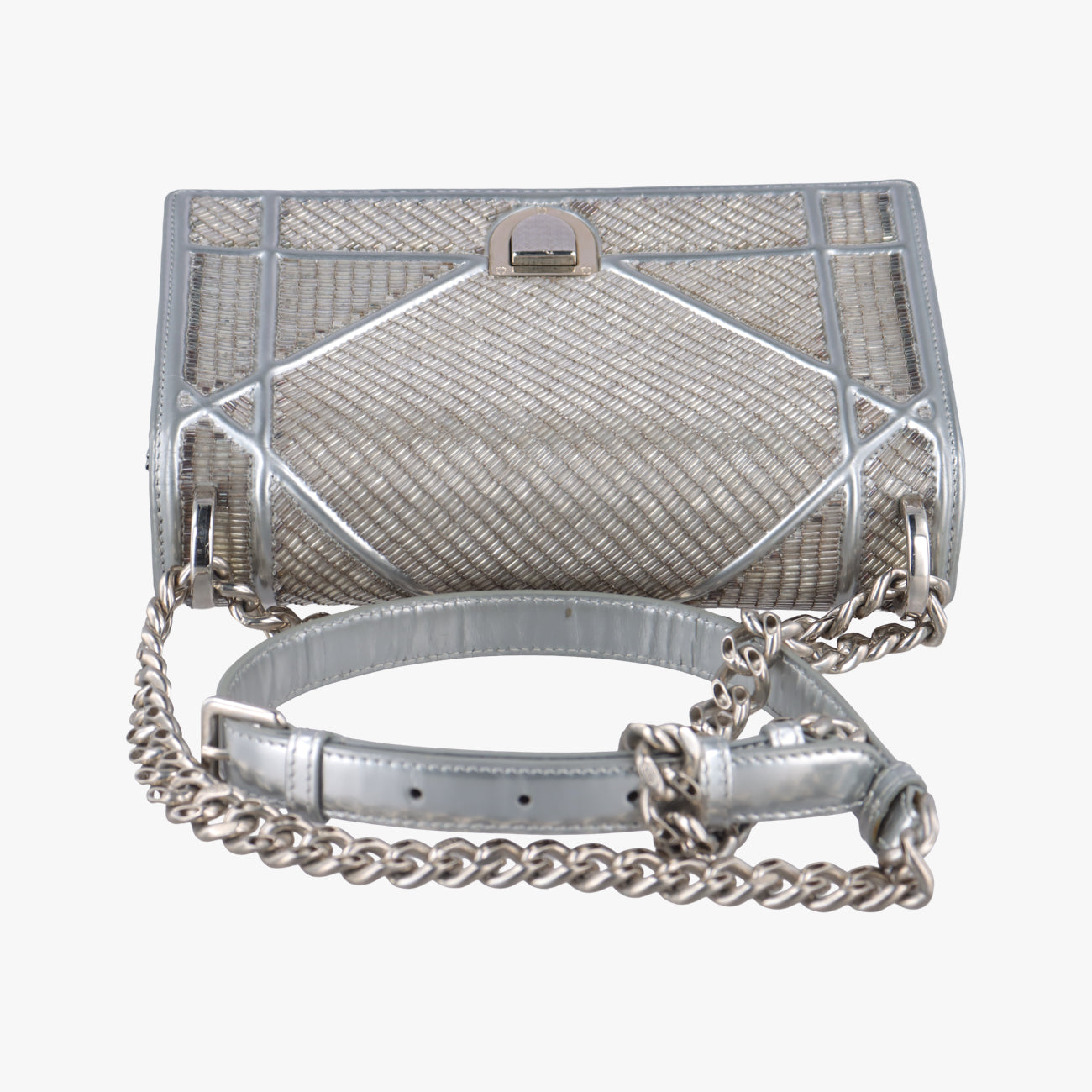 Pre-owned Christian Dior Diorama Silver Beaded  shoulderbag | stylenewstar