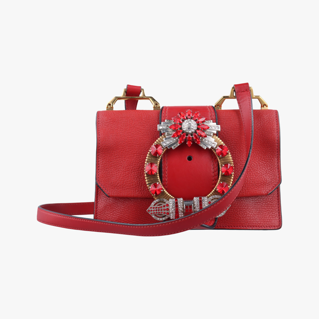 Pre-owned Miu Miu Miu Lady Red×multicolor Leather  shoulderbag | stylenewstar
