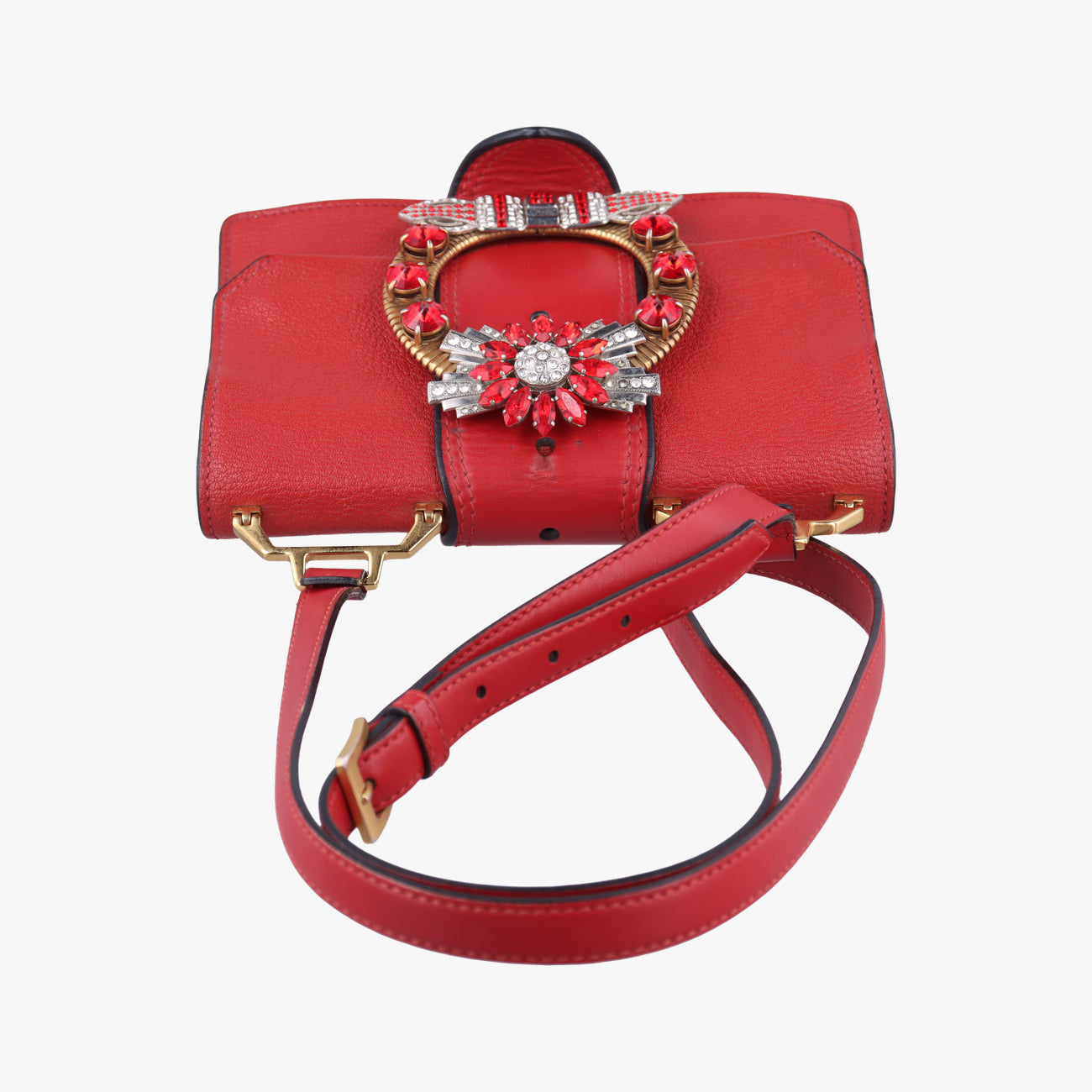 Pre-owned Miu Miu Miu Lady Red×multicolor Leather  shoulderbag | stylenewstar