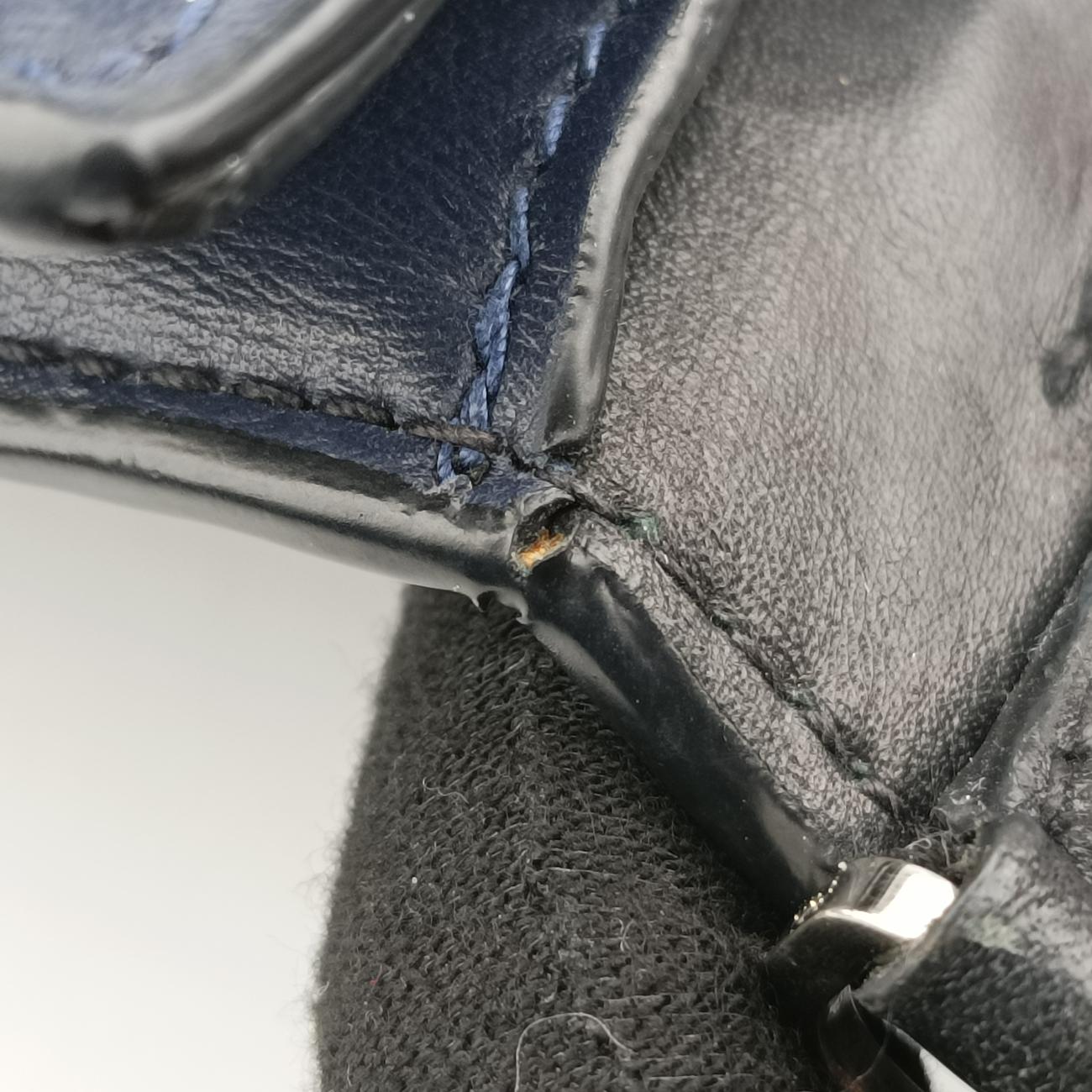 Pre-owned Prada Plex Ribbon Blue x White x Navy Leather 1BD067 shoulderbag | stylenewstar