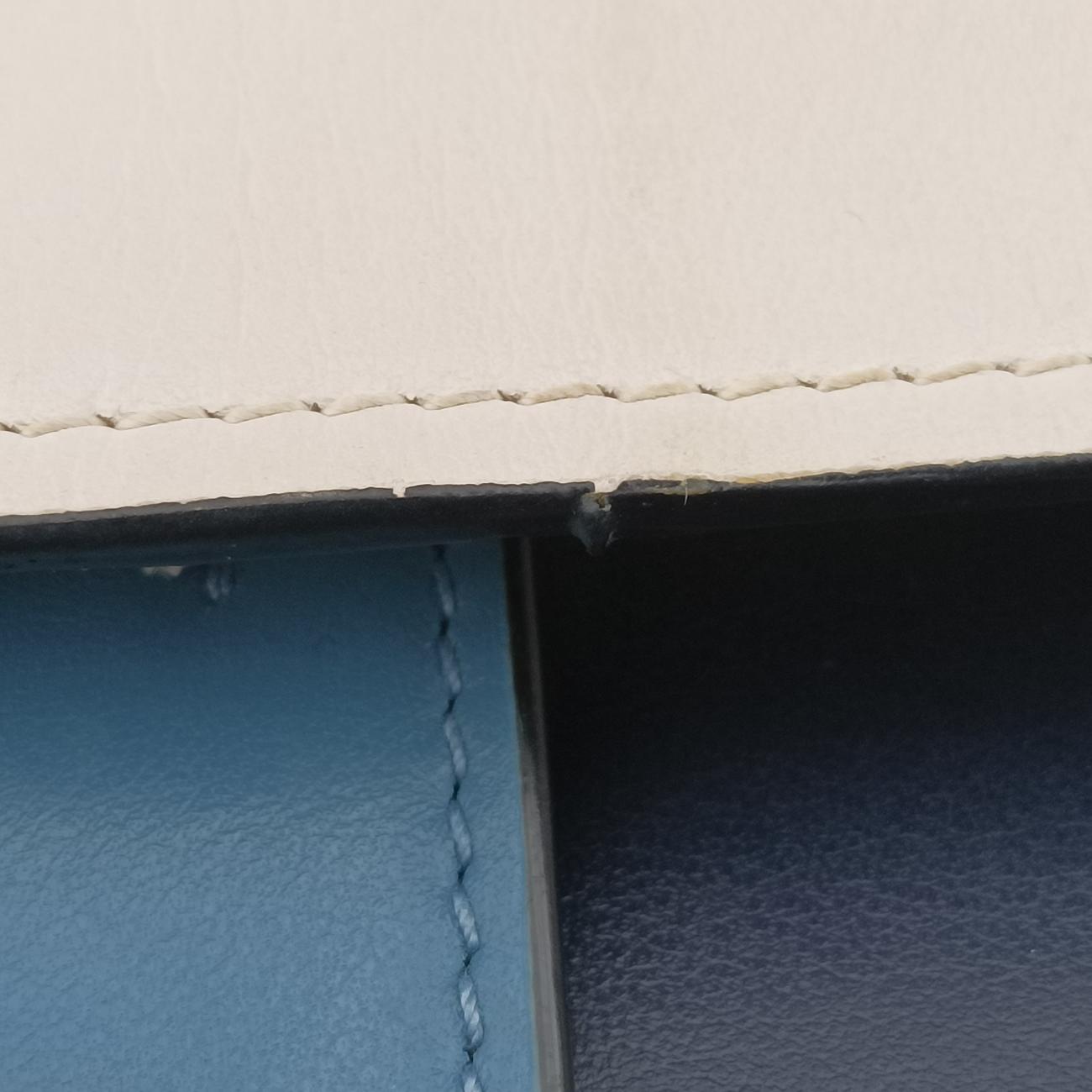 Pre-owned Prada Plex Ribbon Blue x White x Navy Leather 1BD067 shoulderbag | stylenewstar