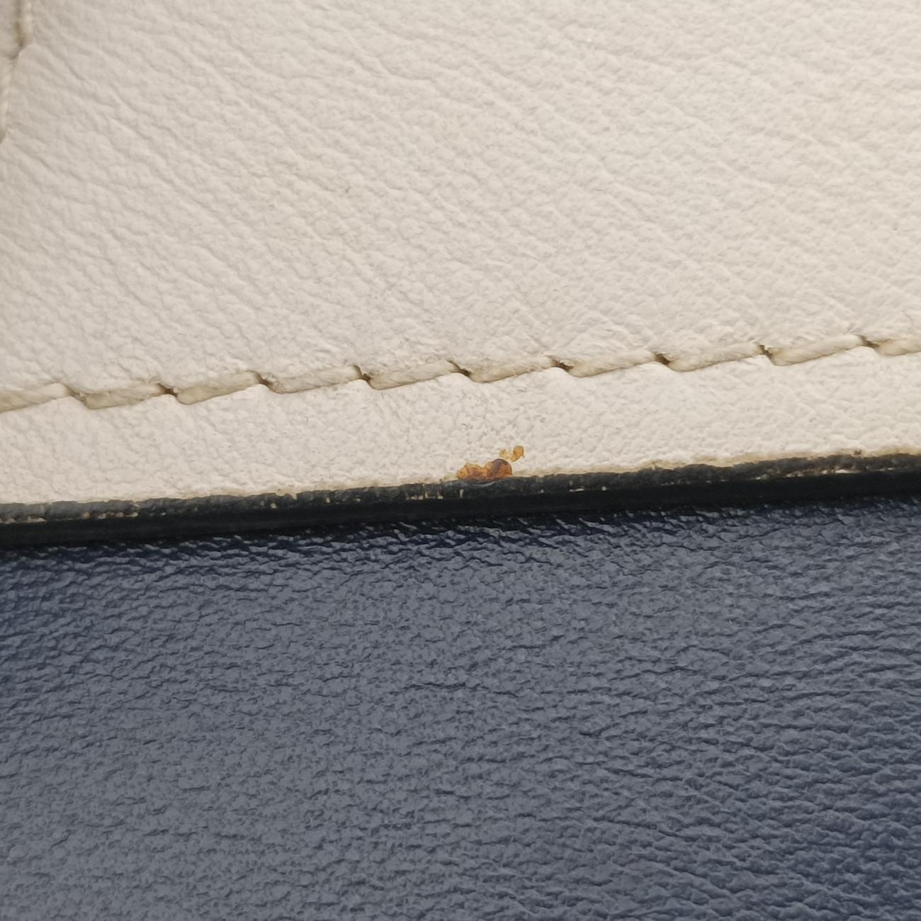 Pre-owned Prada Plex Ribbon Blue x White x Navy Leather 1BD067 shoulderbag | stylenewstar